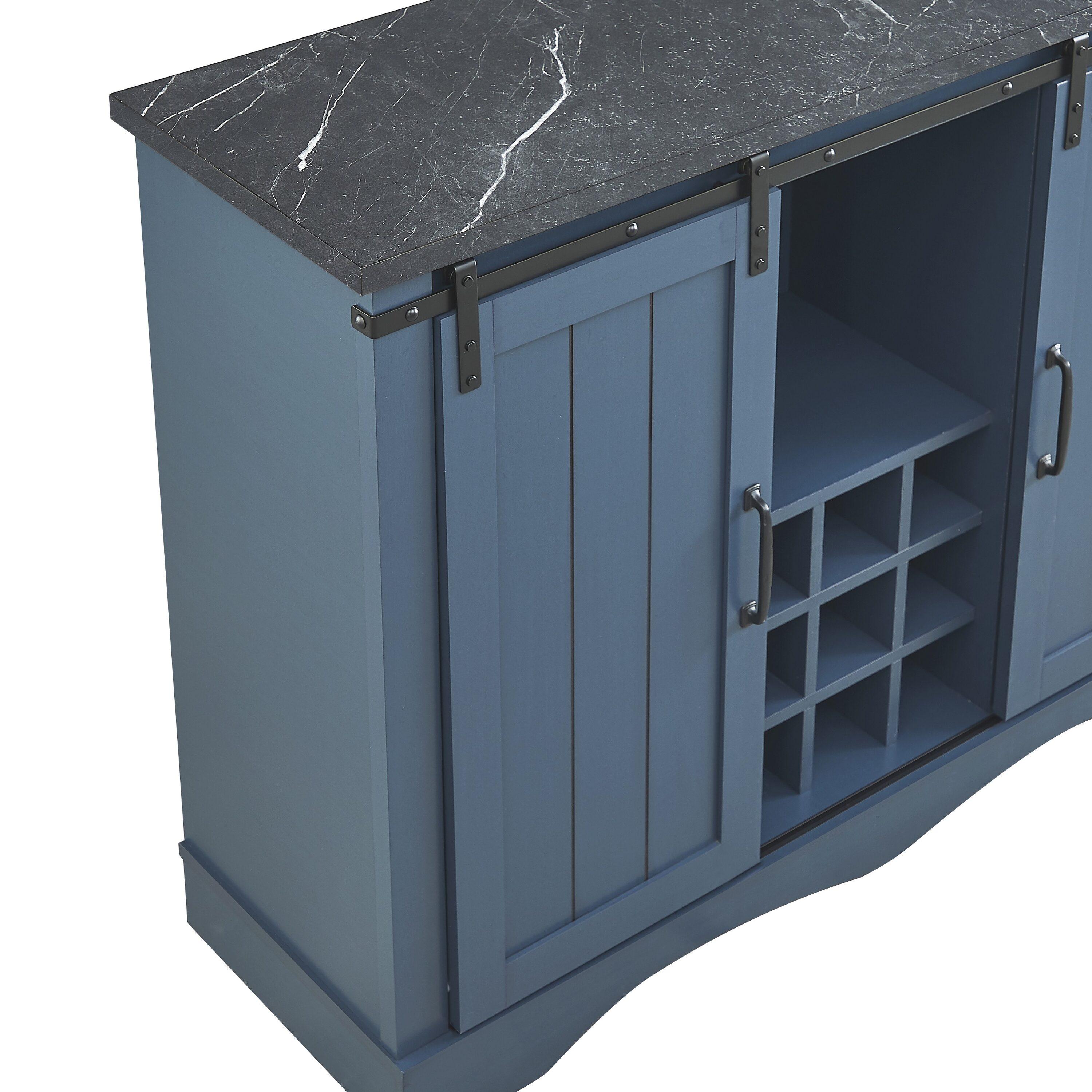 47" Wine Bar Cabinet Navy - Home Essentials