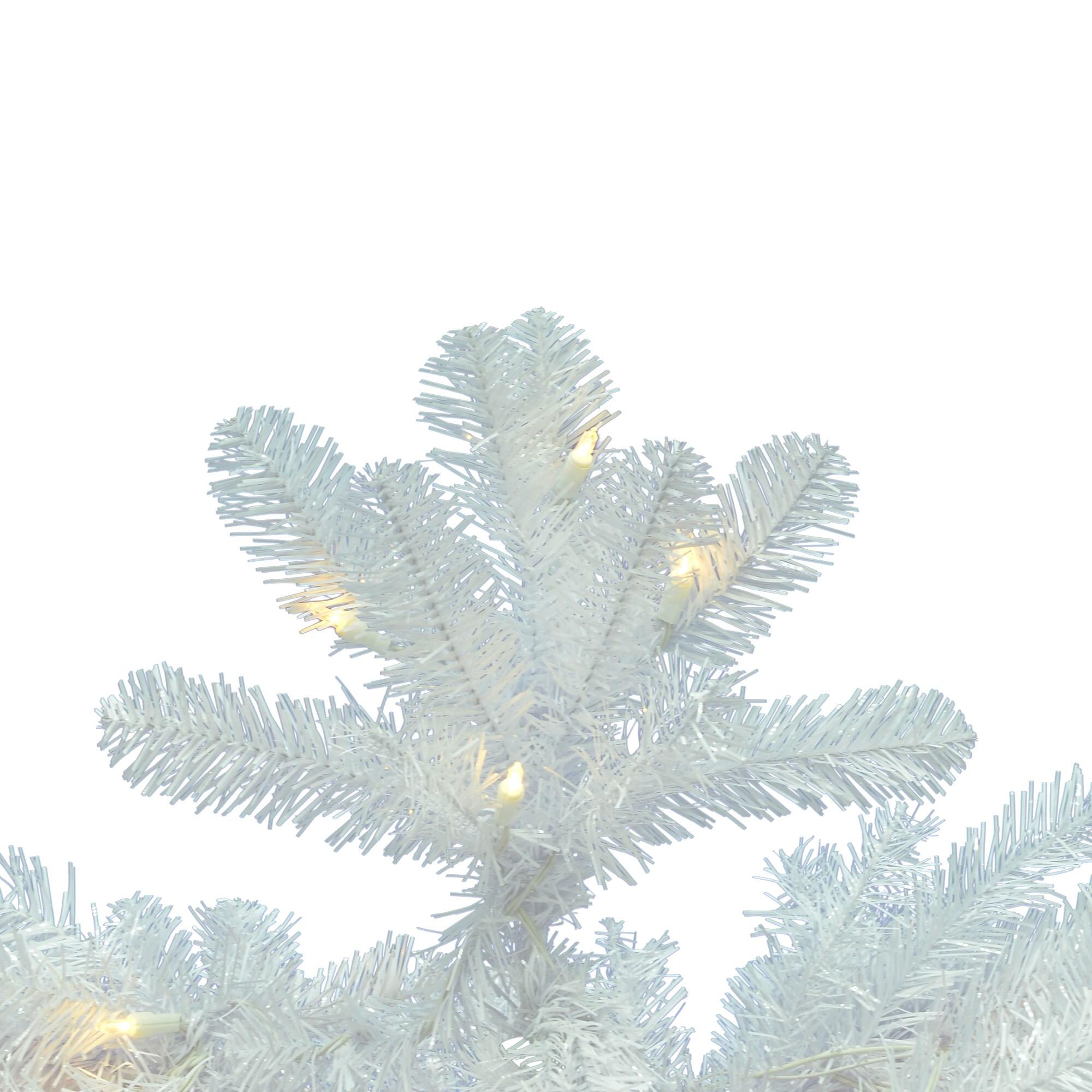 6.5-Foot White Prelit Pine Christmas Tree with LED Lights