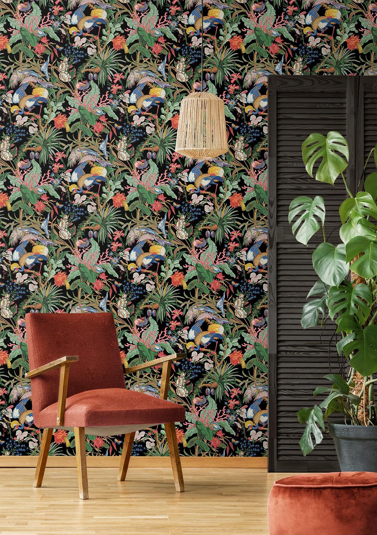 NextWall Ebony Tropical Canopy Peel and Stick Wallpaper