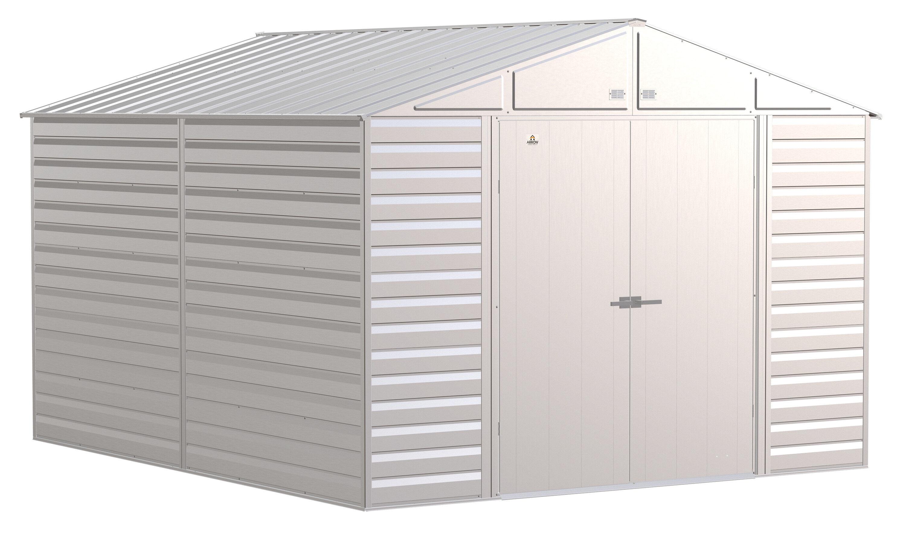 Arrow Select Steel Storage Shed Steel Storage Shed, 10x12, Flute Grey