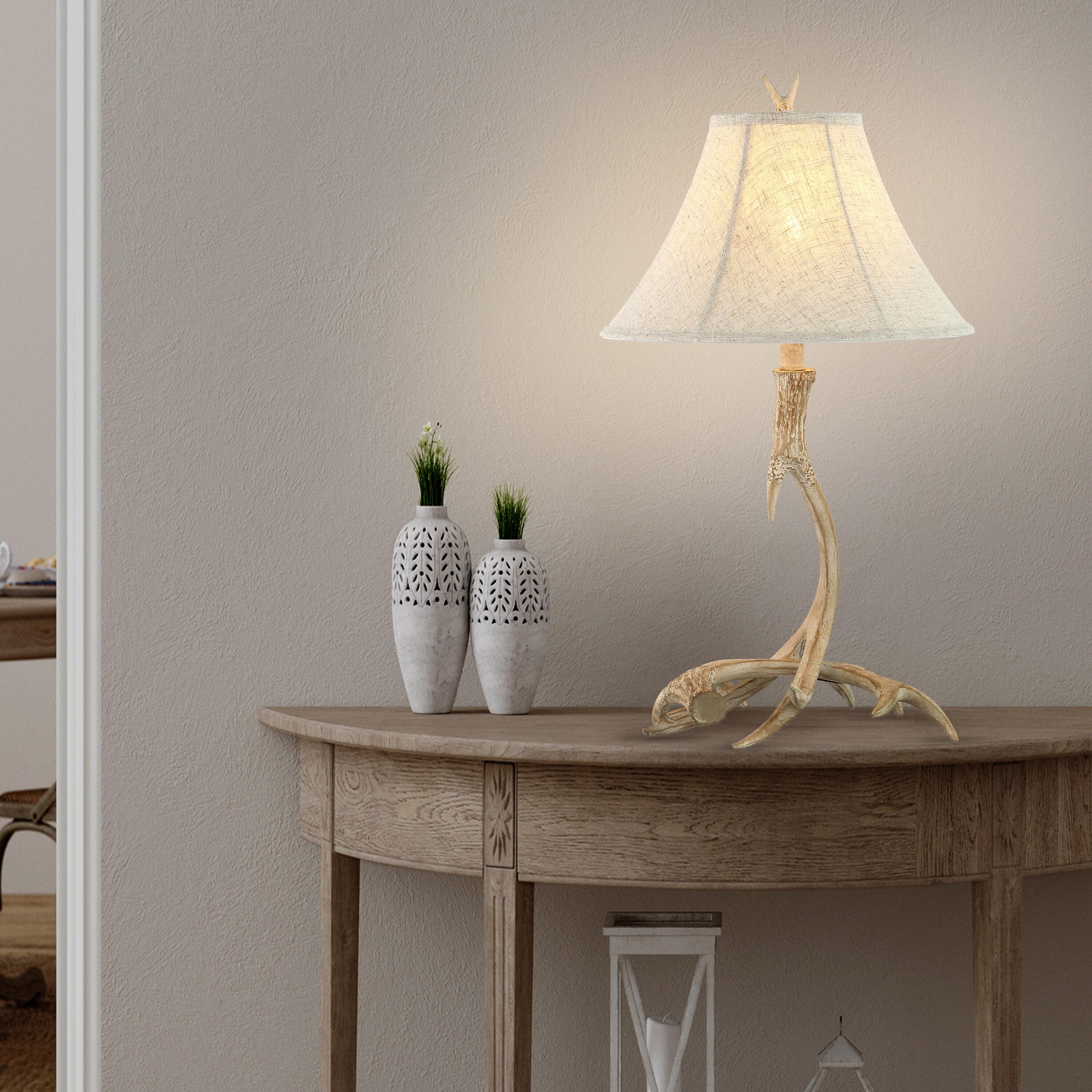 JONATHAN Y JYL6305B Antler 27.5" Rustic Resin LED Table Lamp, Traditional for living room, dinning room, bedroom, office Bulb Included, Beige