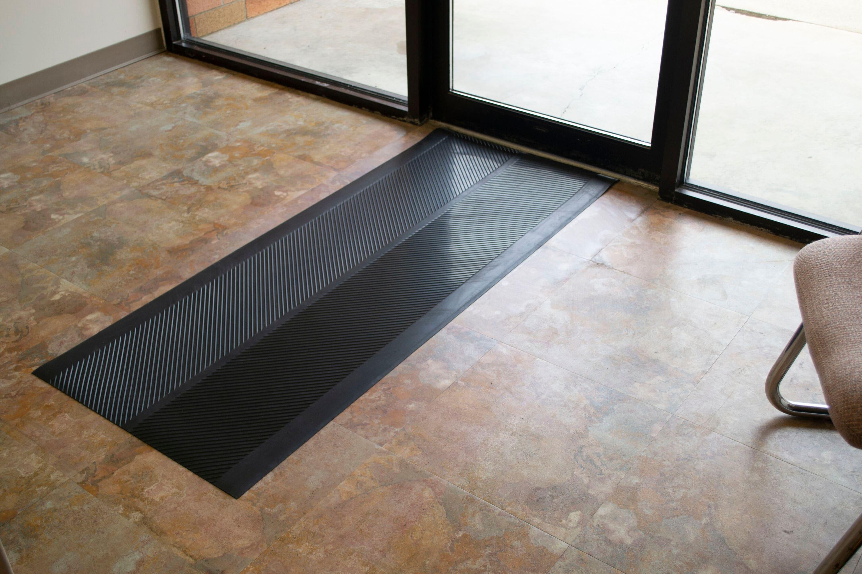 Black Rubber Outdoor Utility Runner Mat, 27.5" x 7.5"