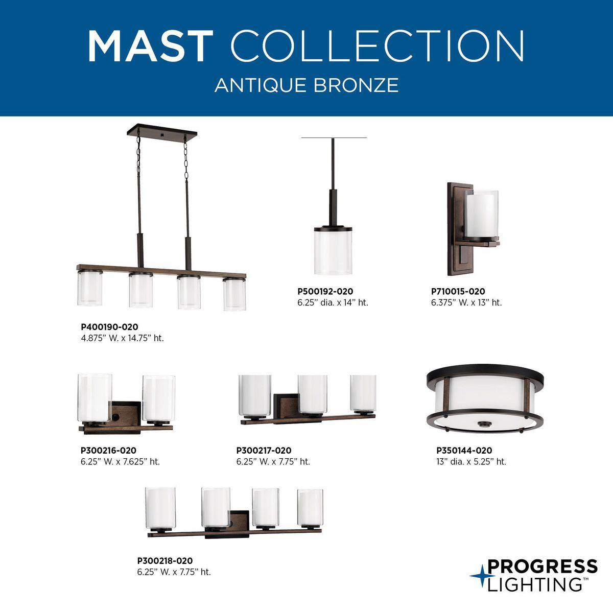 Progress Lighting Mast 4-Light Island Pendant, Brushed Nickel, Clear and Etched Glass Shades