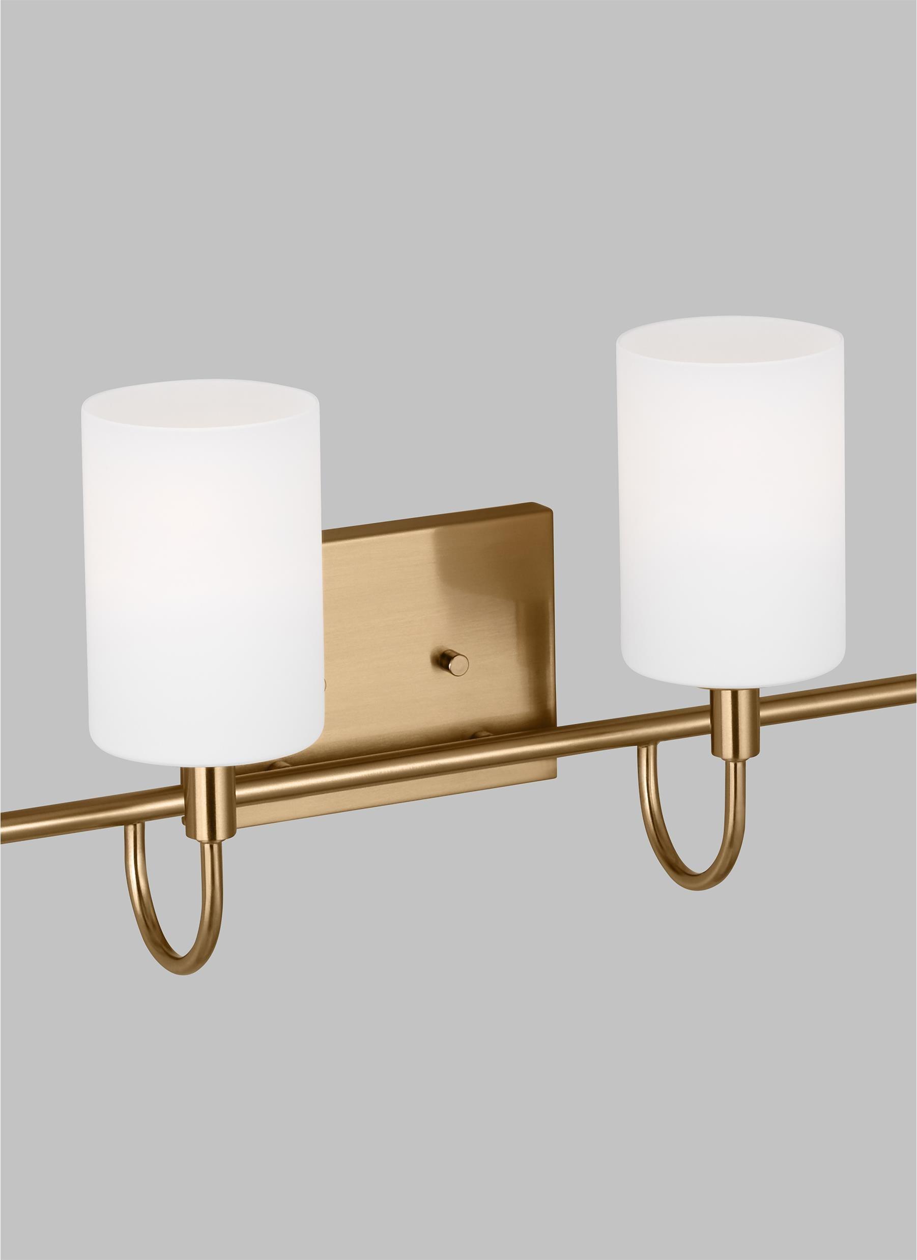 Alvin Modern Satin Brass 4-Light Vanity with Etched Glass