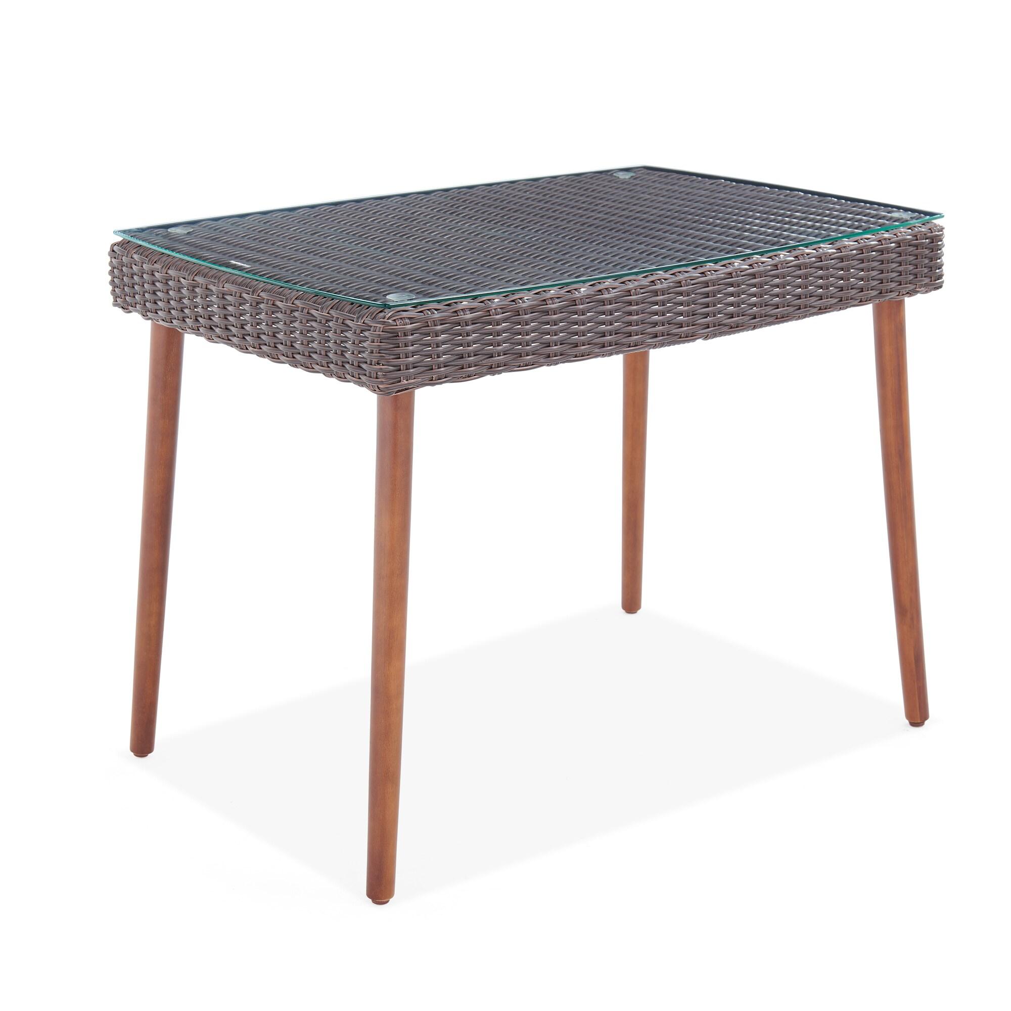 All-Weather Wicker Athens Outdoor Cocktail Table Brown - Alaterre Furniture