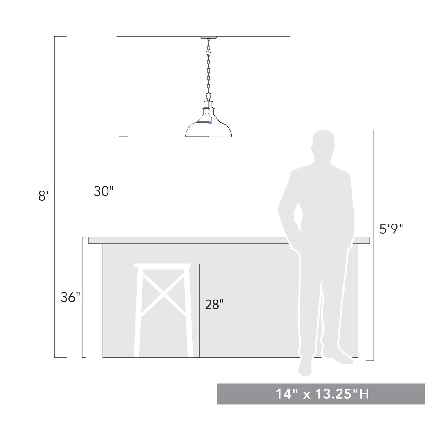 Golden Lighting Kinsley 1-Light Pendant in Aged Galvanized Steel with Antique Rust