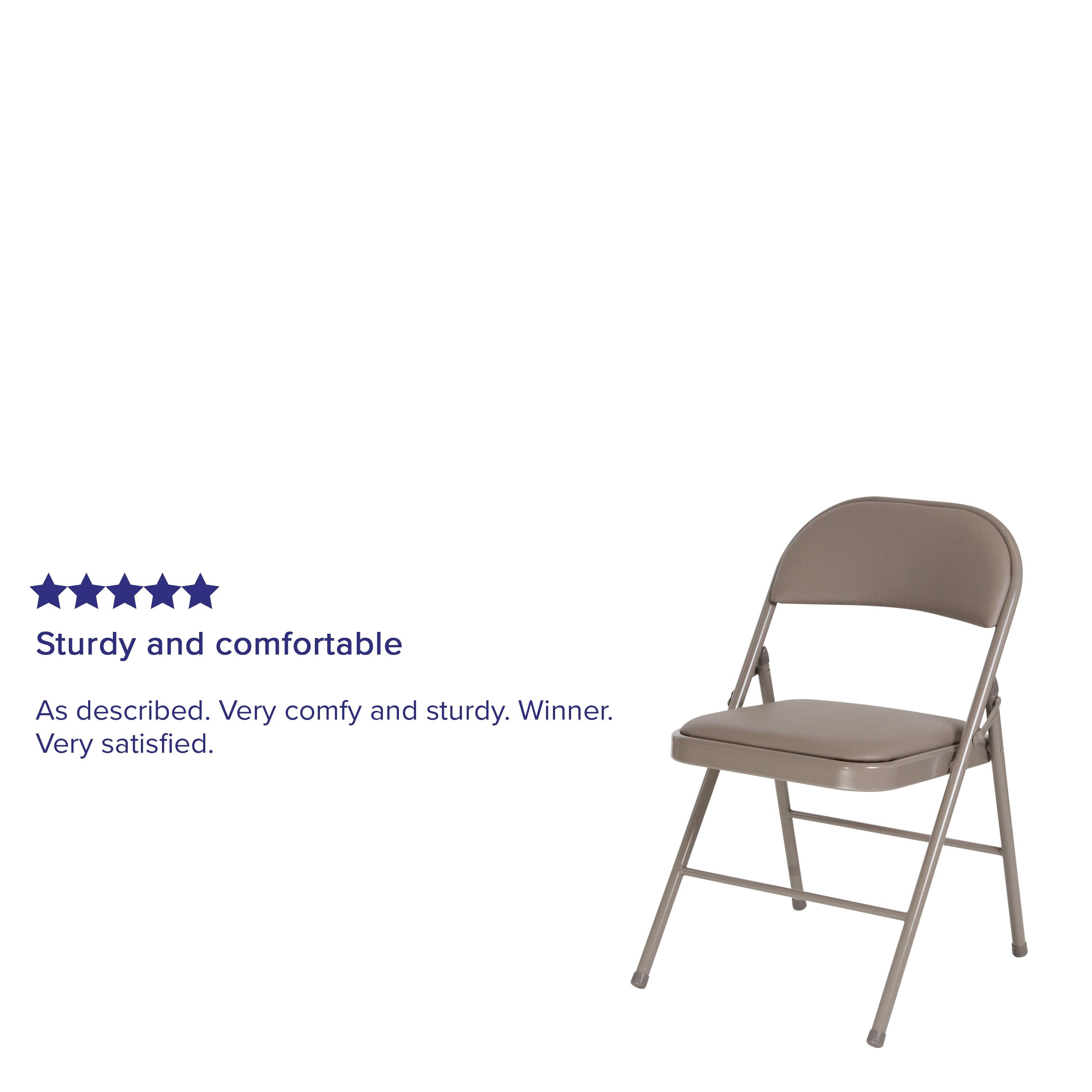 Flash Furniture 4 Pack HERCULES Series Double Braced Gray Vinyl Folding Chair