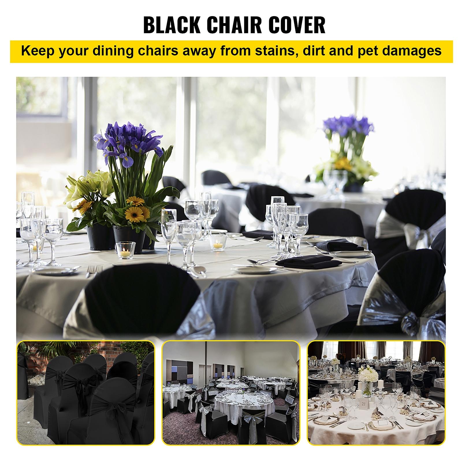 VEVOR Black Stretch Spandex Chair Covers, Set of 50 - Universal Fitted Slipcovers for Folding Chairs - Removable and Washable - Ideal for Weddings, Banquets, Parties, and Celebrations