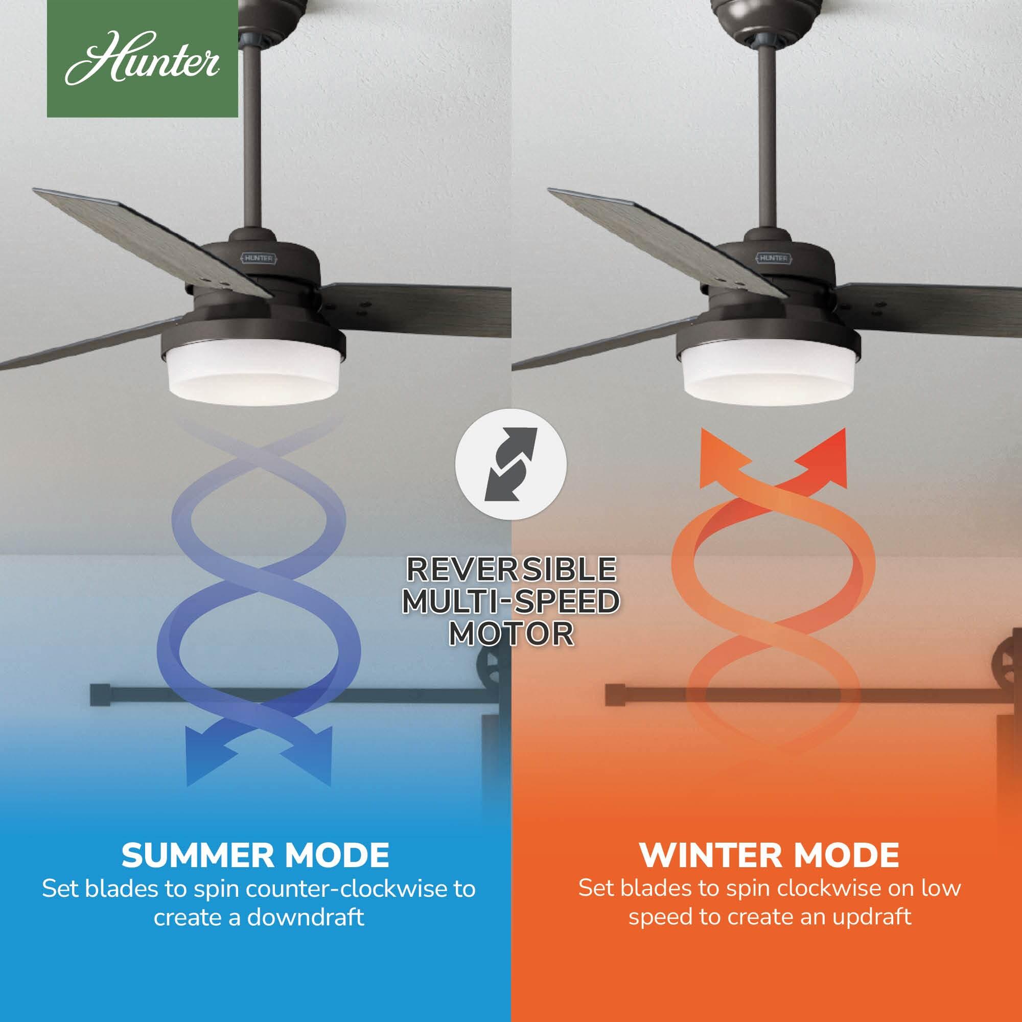 Hunter Fan 52" Sentinel 3 -Blade Standard Ceiling Fan with Remote Control and Light Kit Included