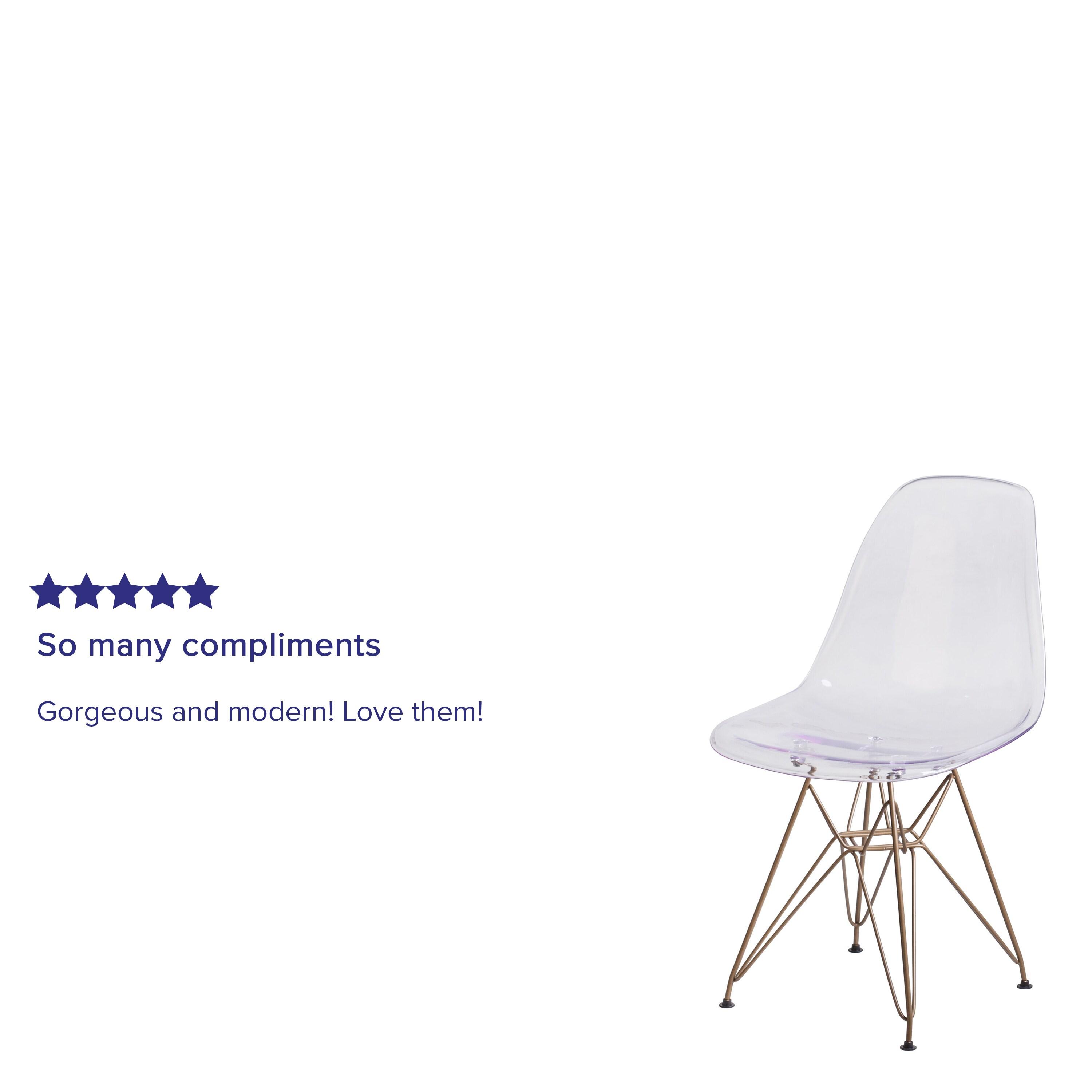 Flash Furniture Elon Series Ghost Chair with Gold Metal Base