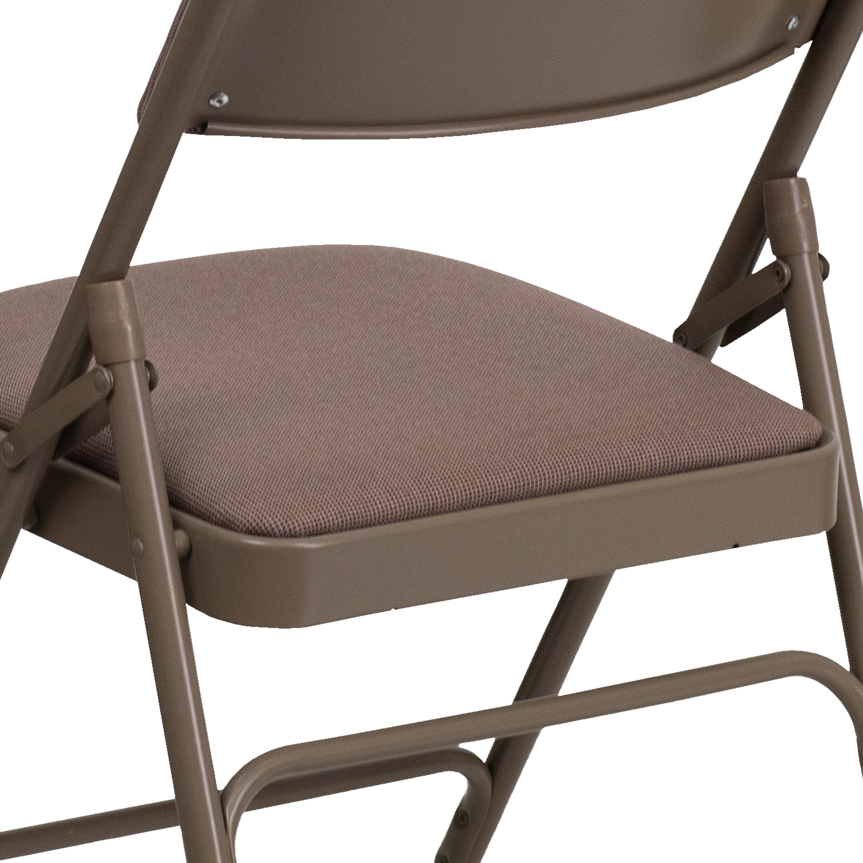 WIixle HERCULES Series Curved Triple Braced & Double Hinged Beige Fabric Metal Folding Chair