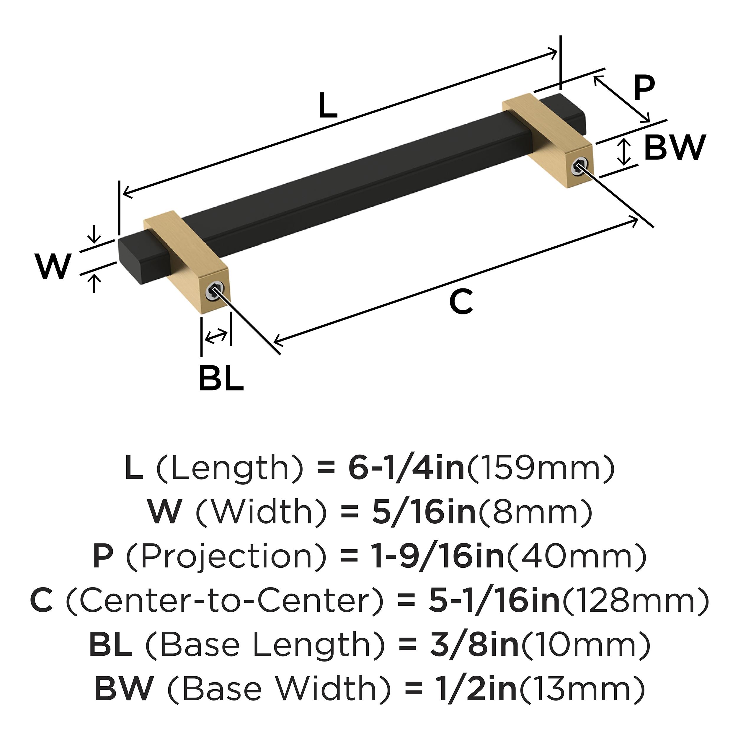 Amerock Mulino 5-1/16 inch (128mm) Center-to-Center Matte Black/Champagne Bronze Cabinet Pull