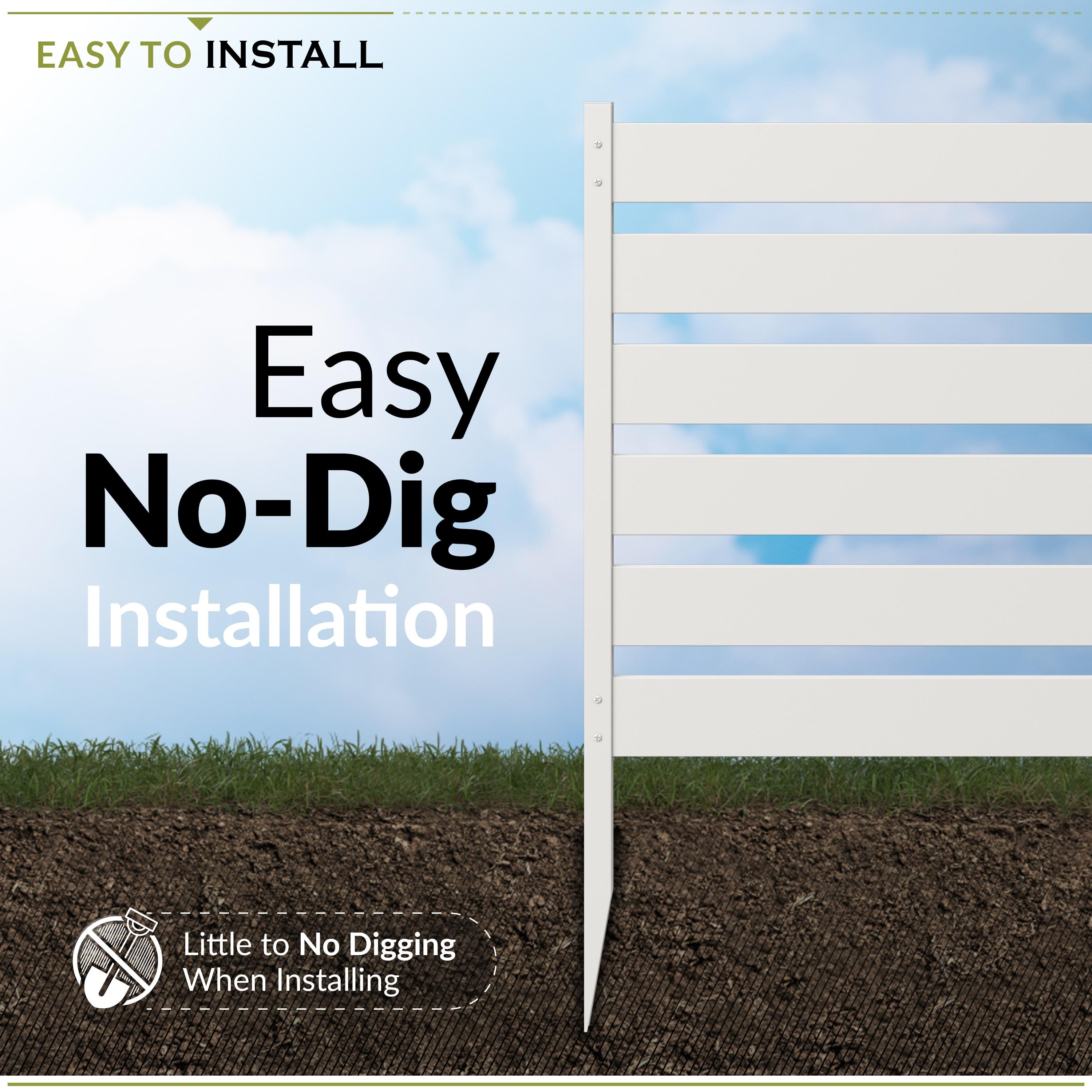 Zippity Outdoor Products 26in H x 24in W (3 Panels) No Dig Zippity Maui Fence Kit, Charcoal Color WoodTek Vinyl Fence Panel, Temporary Outdoor Border for Garden, Easy Install DIY Fence for Backyard, Patio, & Deck, ZP19066