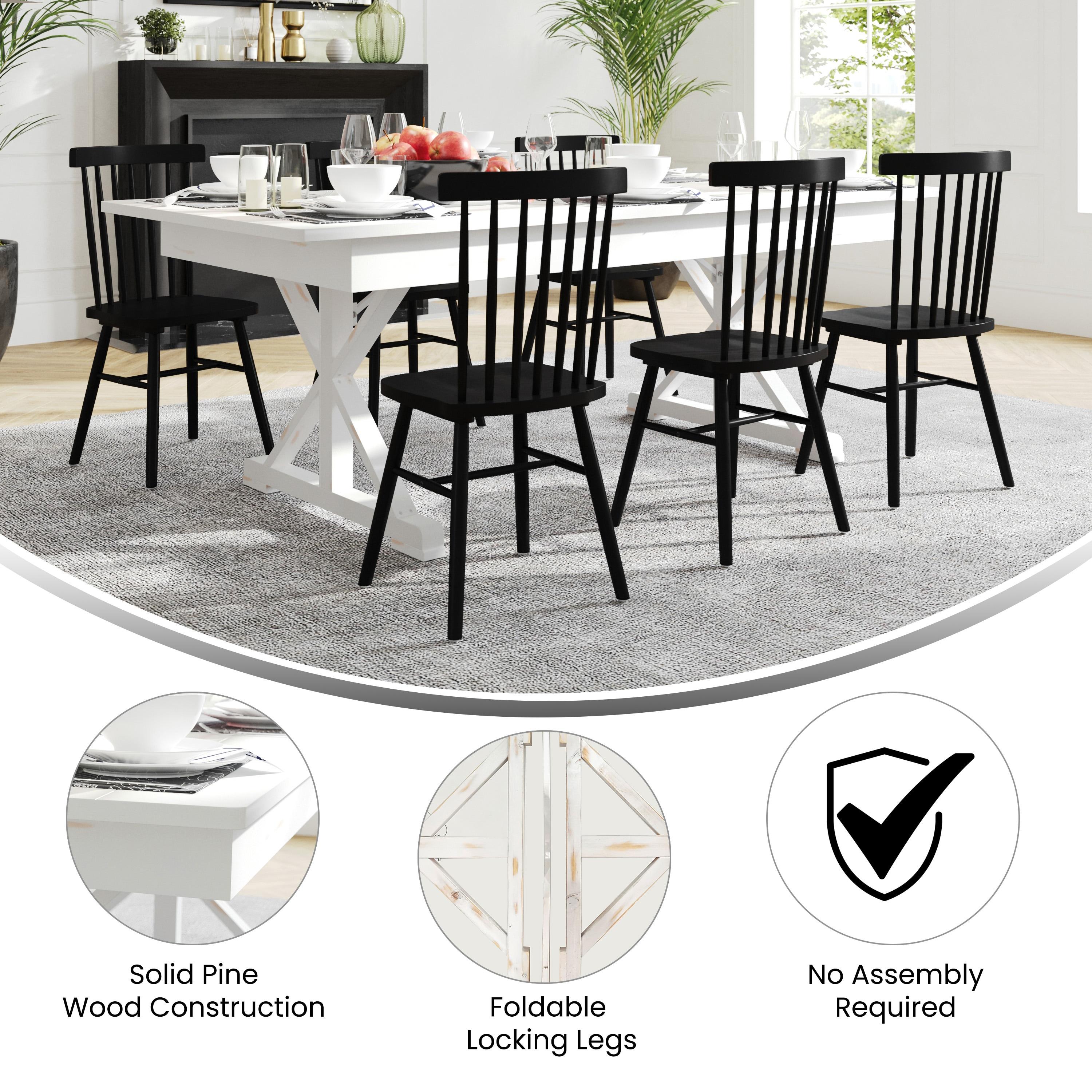 Flash Furniture Eternity Rectangular Solid Pine Farm Dining Table with Folding X-Style Legs