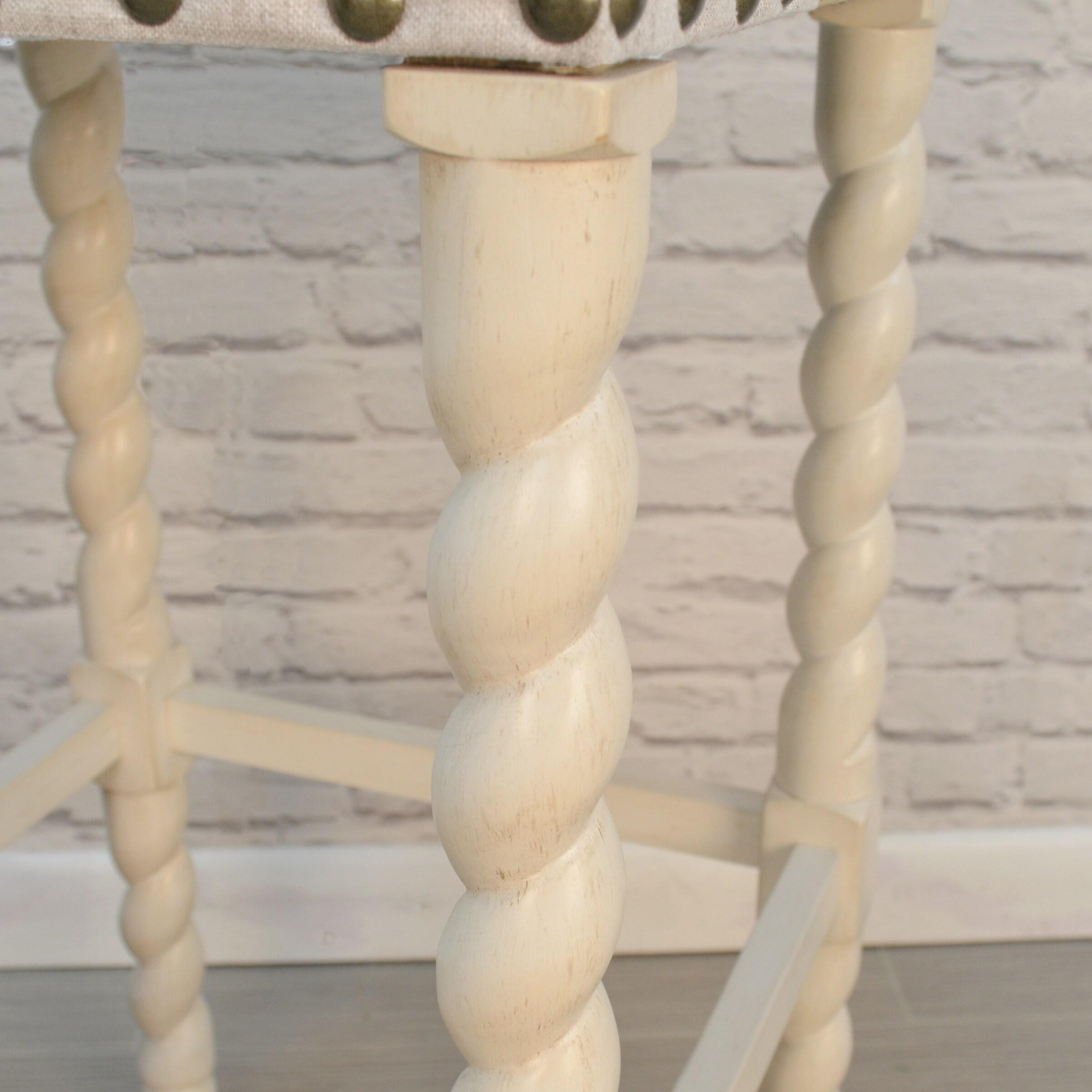 Carolina Living Remick 24" Counter Stool - Vintage White - Linen Upholstery