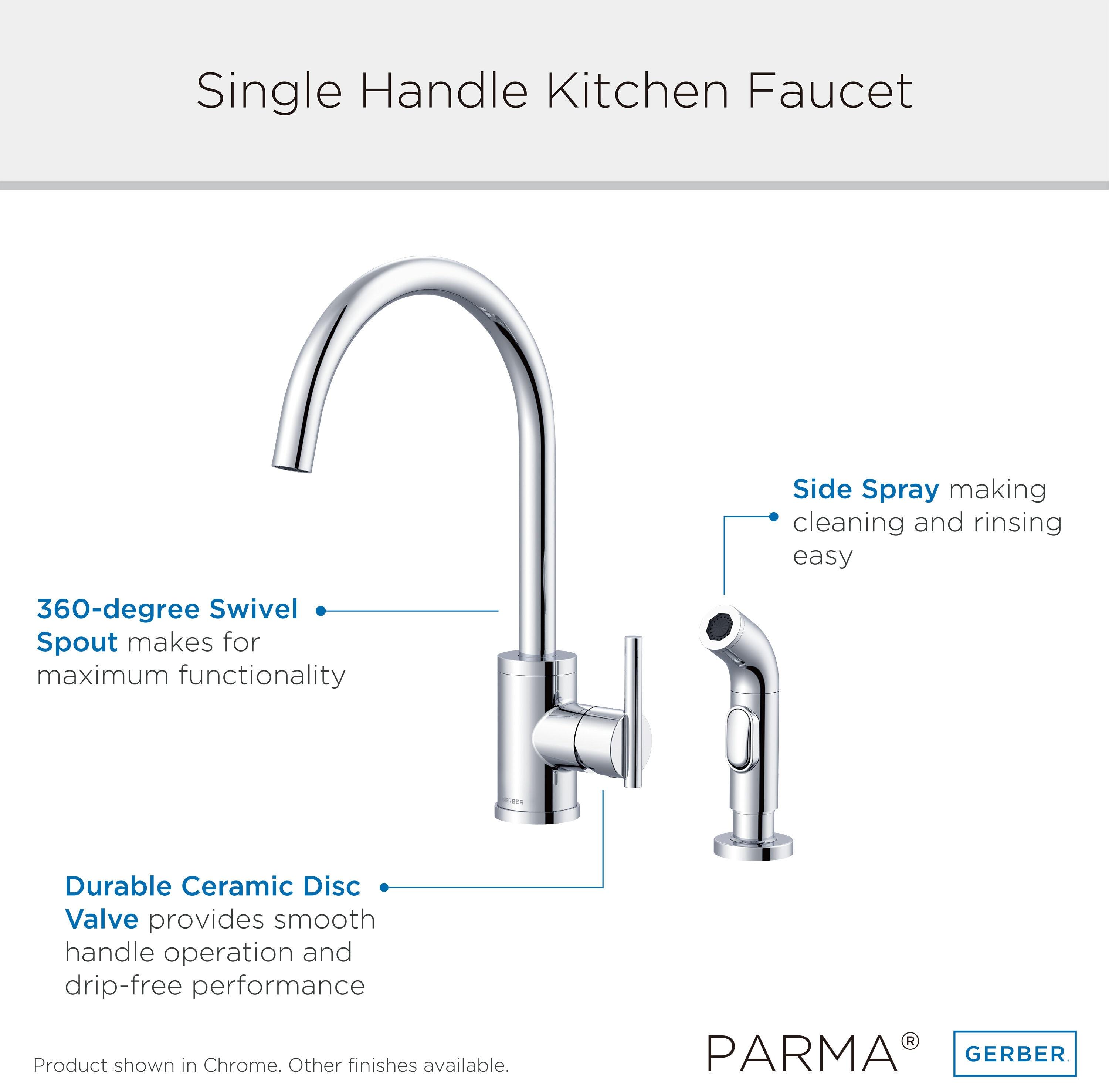 Parma Single Handle Kitchen Faucet with Side Spray