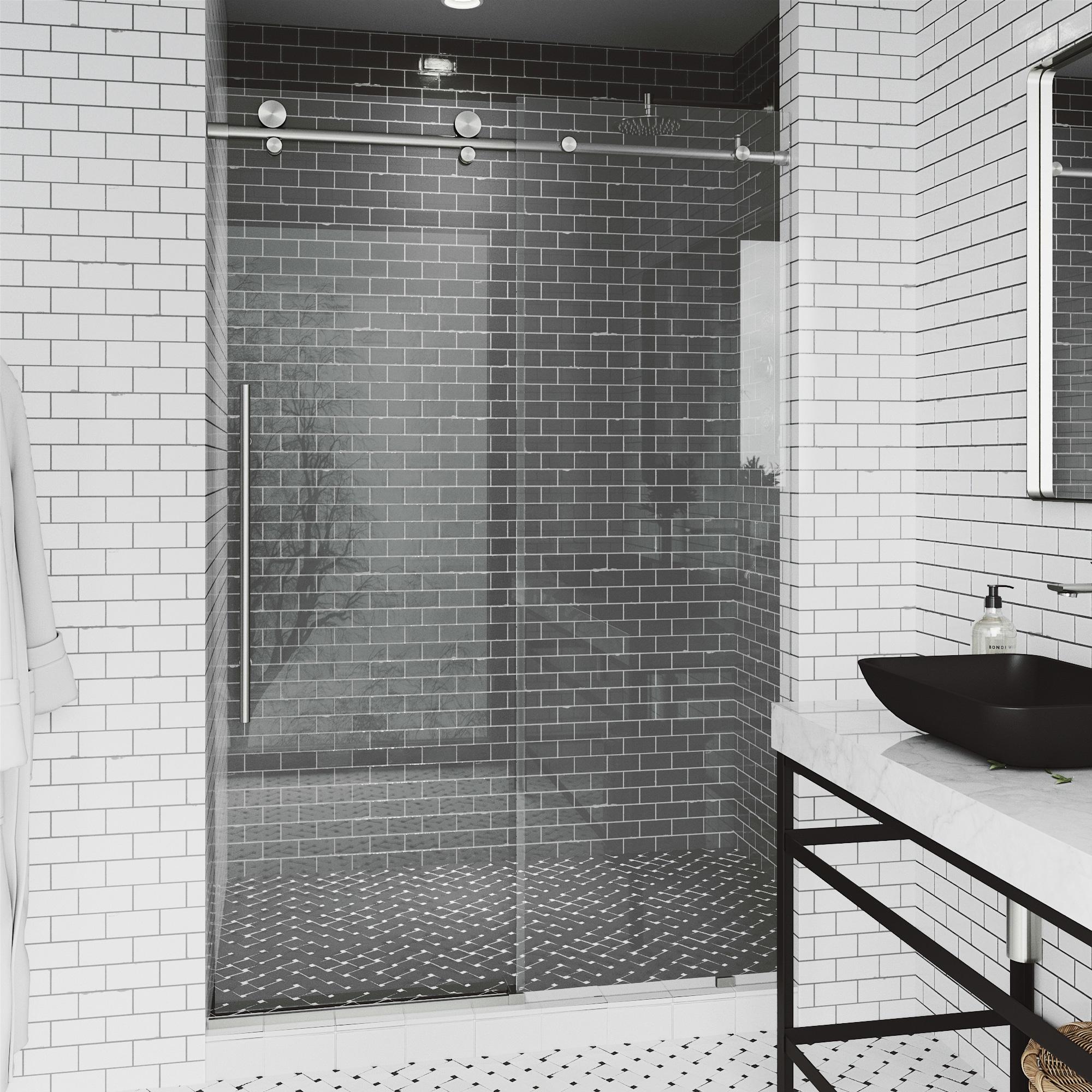 Elan E-Class 44-48" W x 76" H Sliding Frameless Shower Door with 3/8" Clear Glass