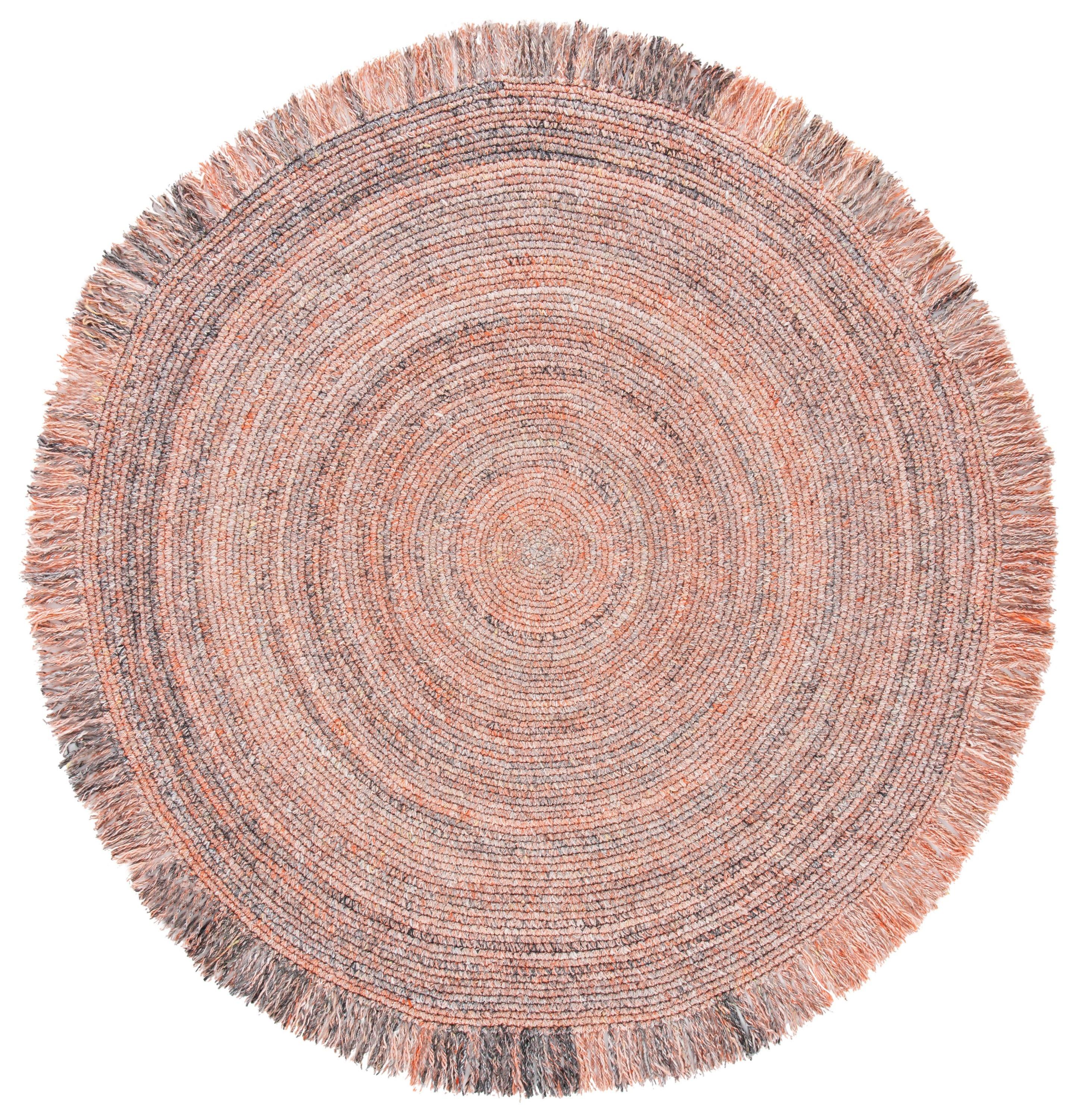 Braided BRD275 Hand Braided Area Rug - Orange/Grey - 4' round - Safavieh.