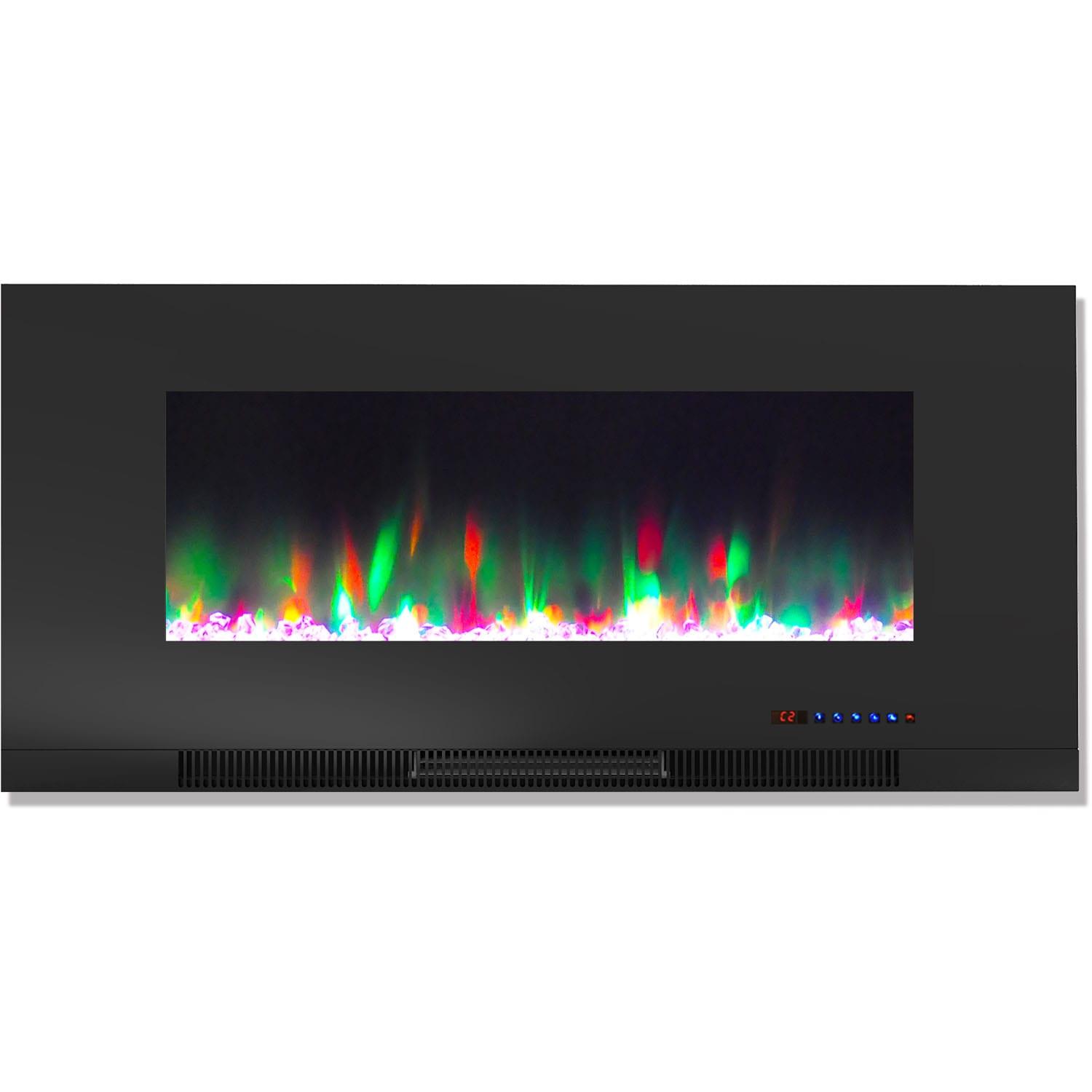 Cambridge Somerset 70-In. White Electric Fireplace TV Stand with Multi-Color LED Flames, Crystal Rock Display, and Remote Control