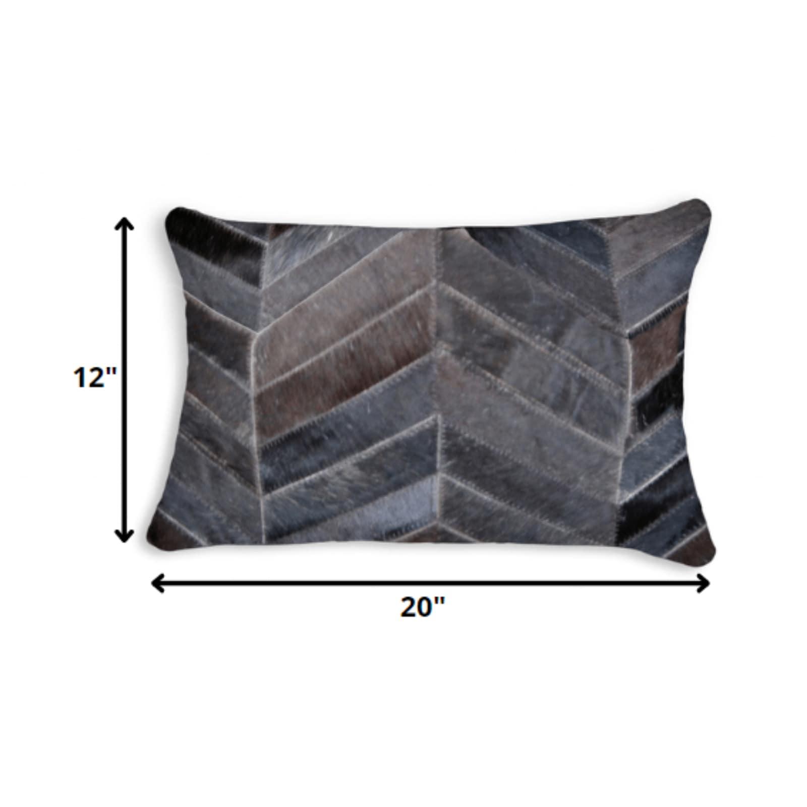 12" x 20" Chevron Cowhide Throw Pillow