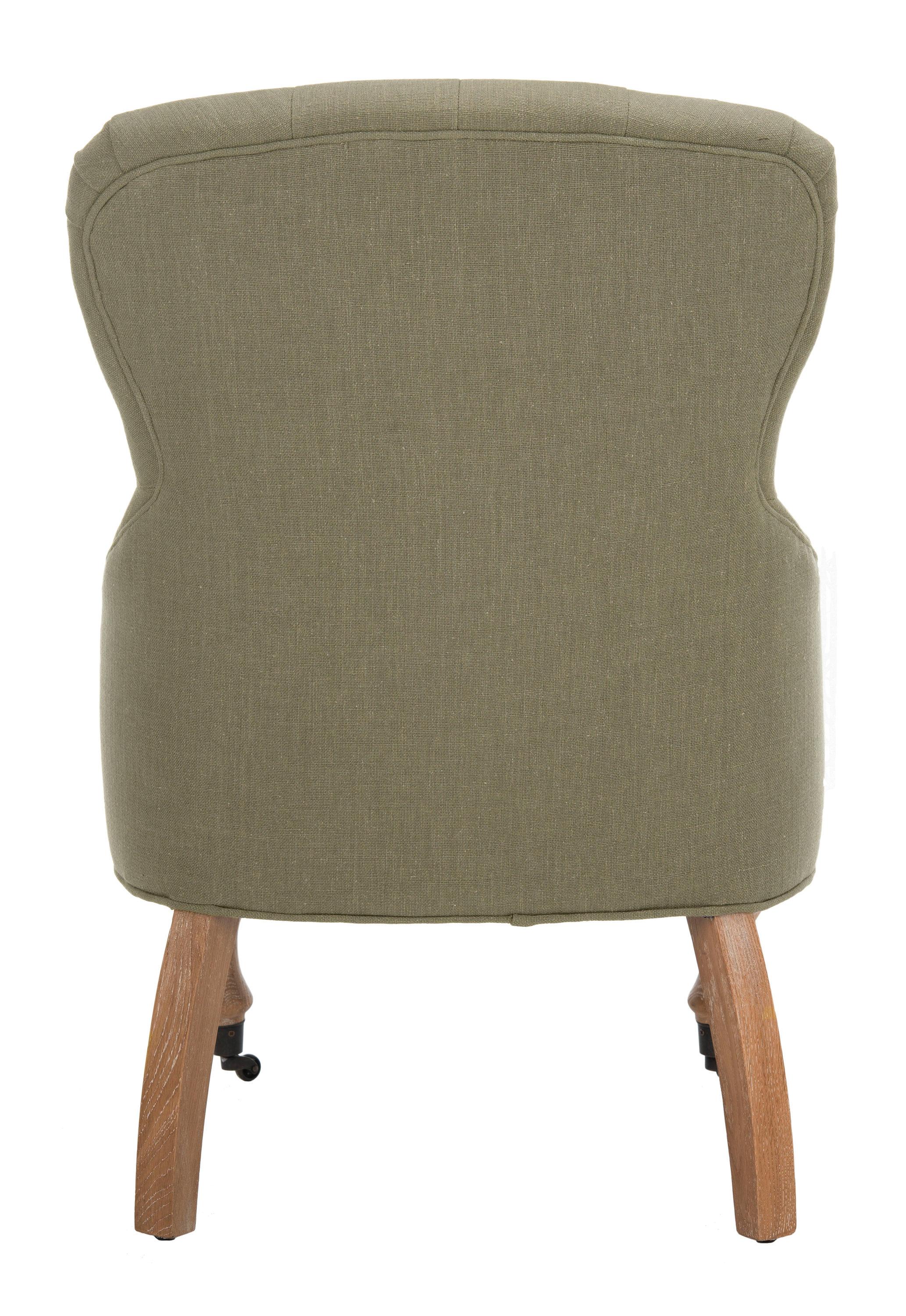 Petite Granite Grey Linen Upholstered Arm Chair with White Wash Birch Legs