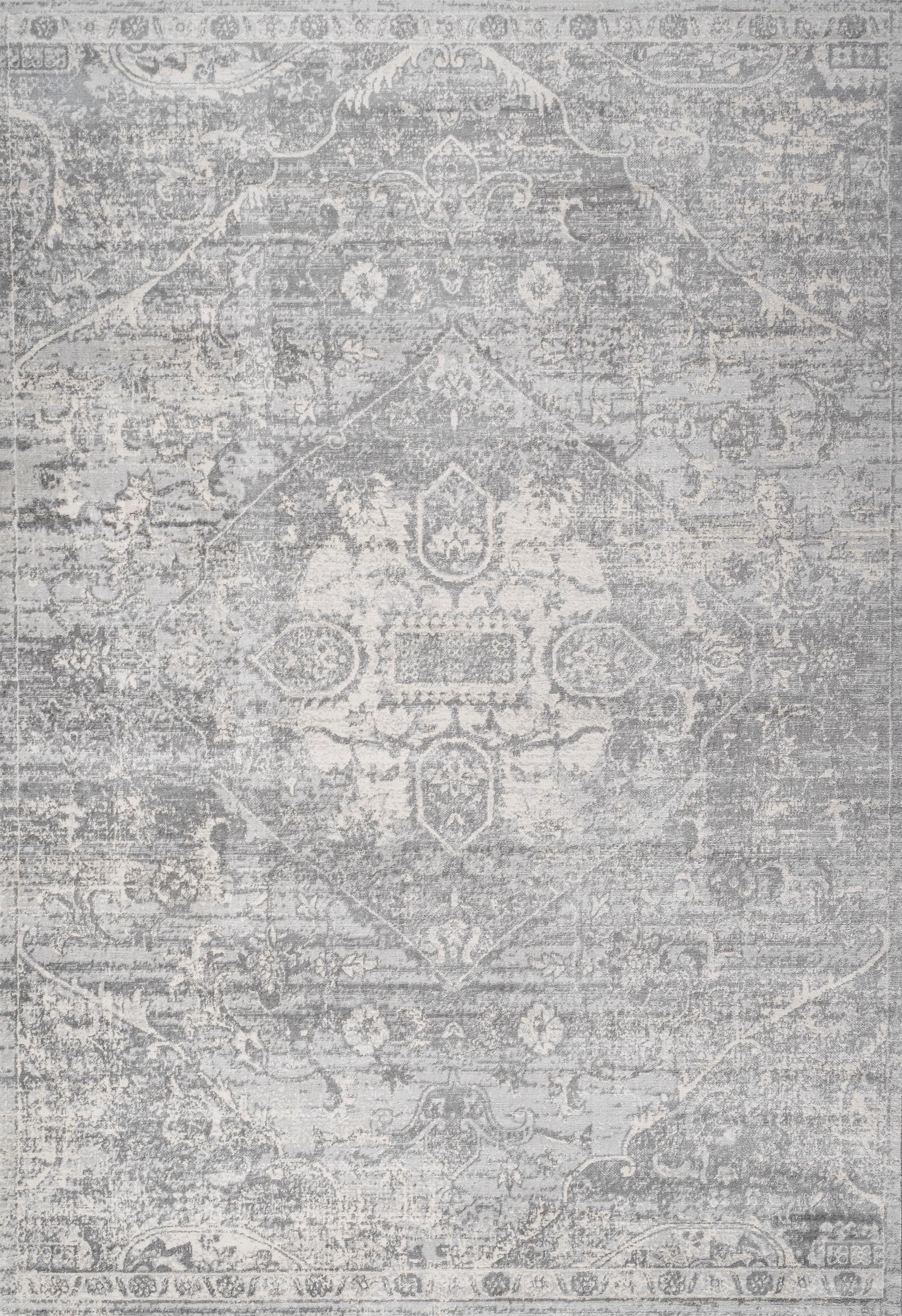 4' X 6' Modern Persian Vintage Medallion Area Rug, Gray - JONATHAN Y