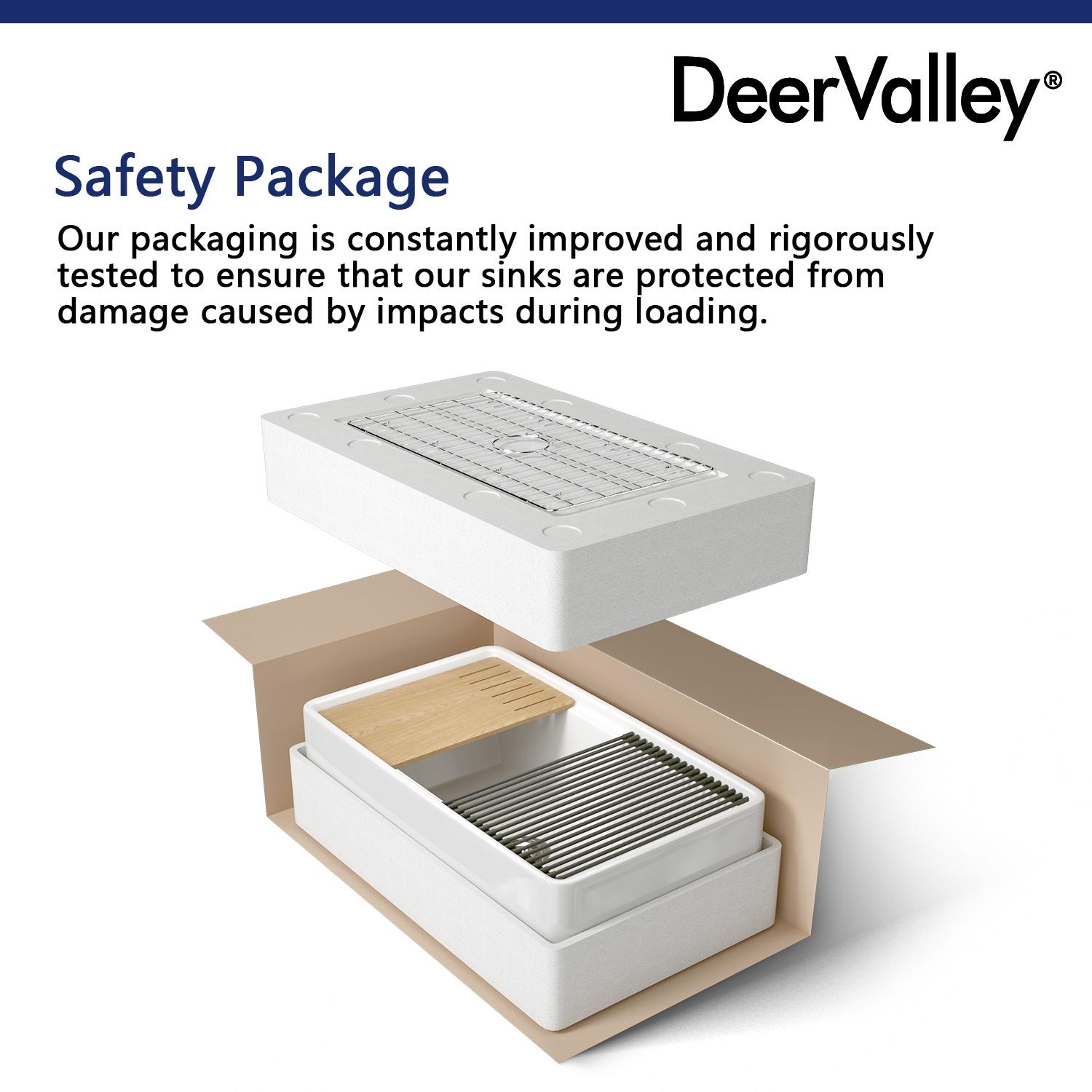 DeerValley 33" L X 20" W Single Basin Workstation Farmhouse Kitchen Sink With Sink Grid, Cutting Board And Dish-Drying Rack