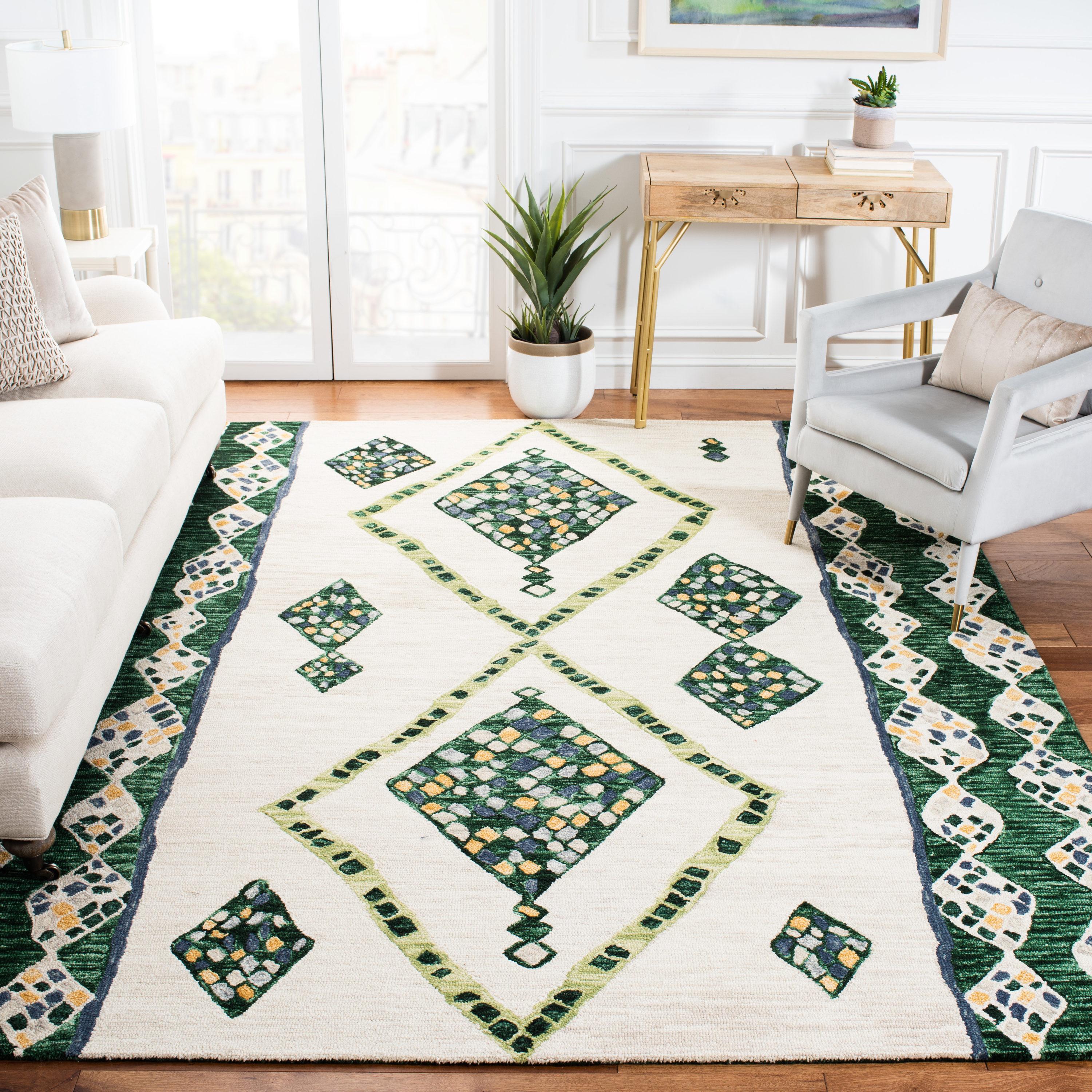 Aspen APN702 Hand Tufted Area Rug - Green/Ivory - 7'x7' - Safavieh.