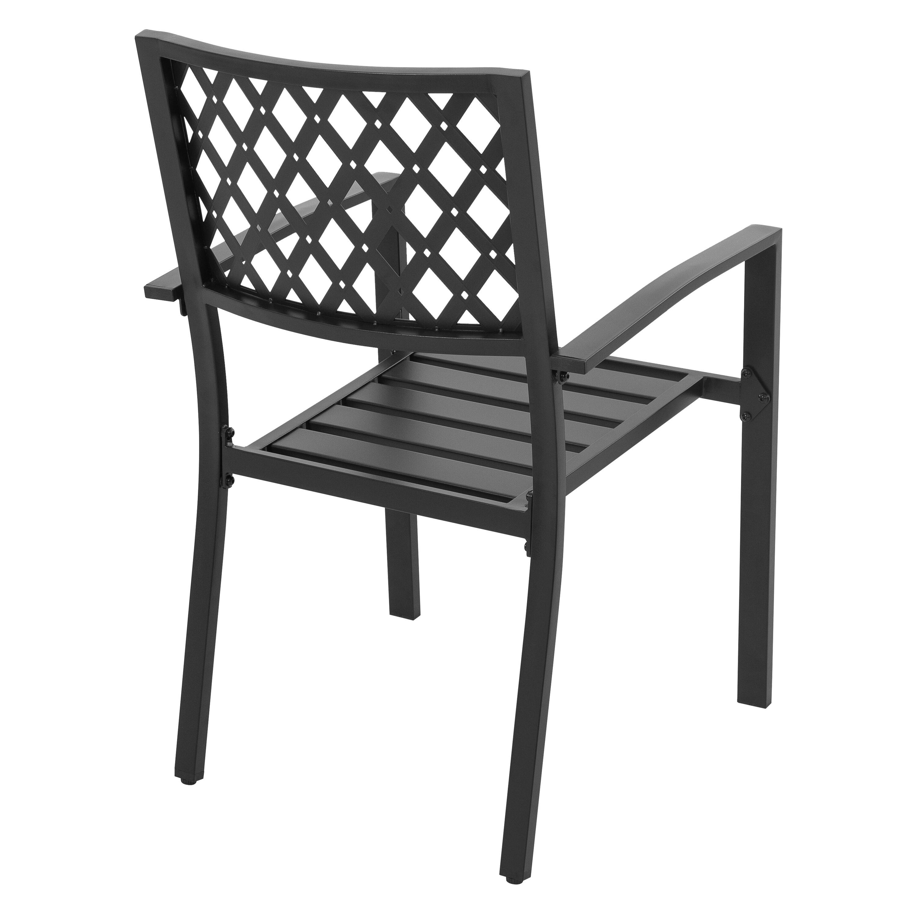 Nuu Garden Outdoor Dining Chair, Patio Dining Chair Set, Stackable Design, All-weather Iron Frame with Powder-coated Finish for Indoors and Outdoors, Patio, Deck, Garden, Yard, Black