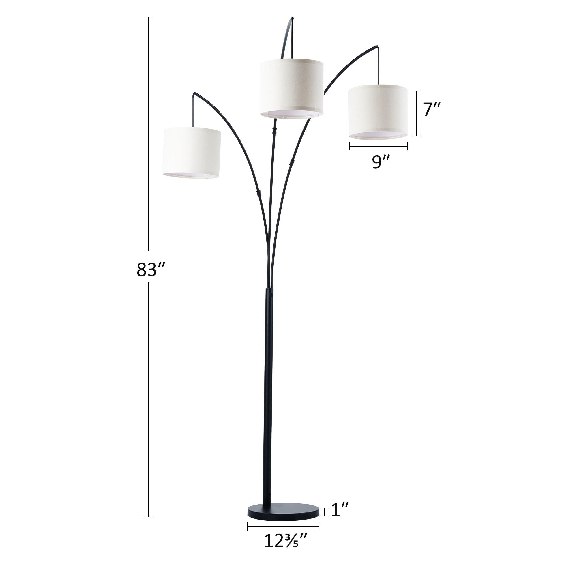 Bestco 83" Modern Arc Floor Lamp with Hanging Drum Shades 3 Light Tree Standing Light