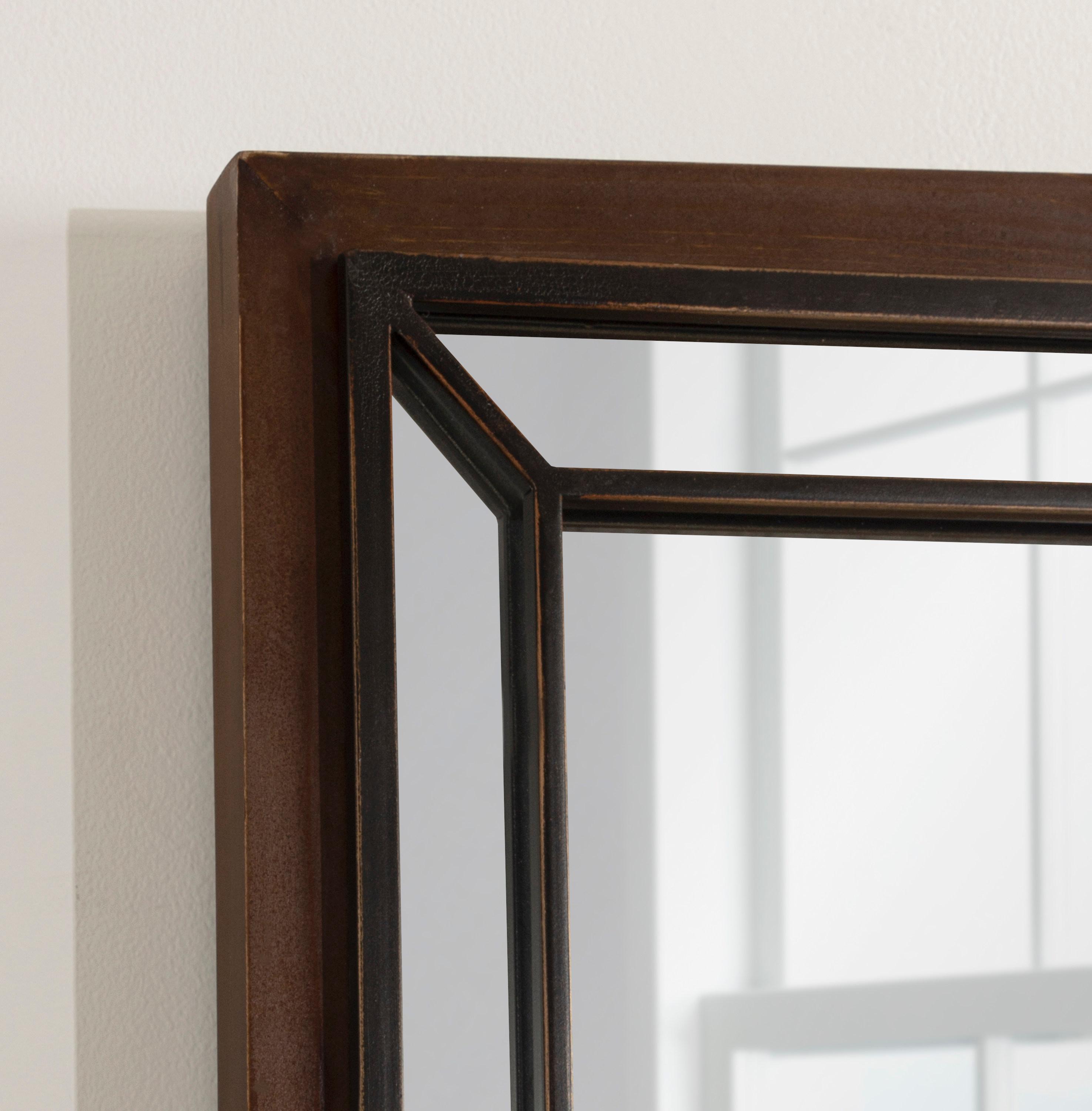 Kate & Laurel All Things Decor 24" x 36" Audubon Rectangle Wall Mirror Rustic Brown : Vintage Farmhouse Style, MDF Frame