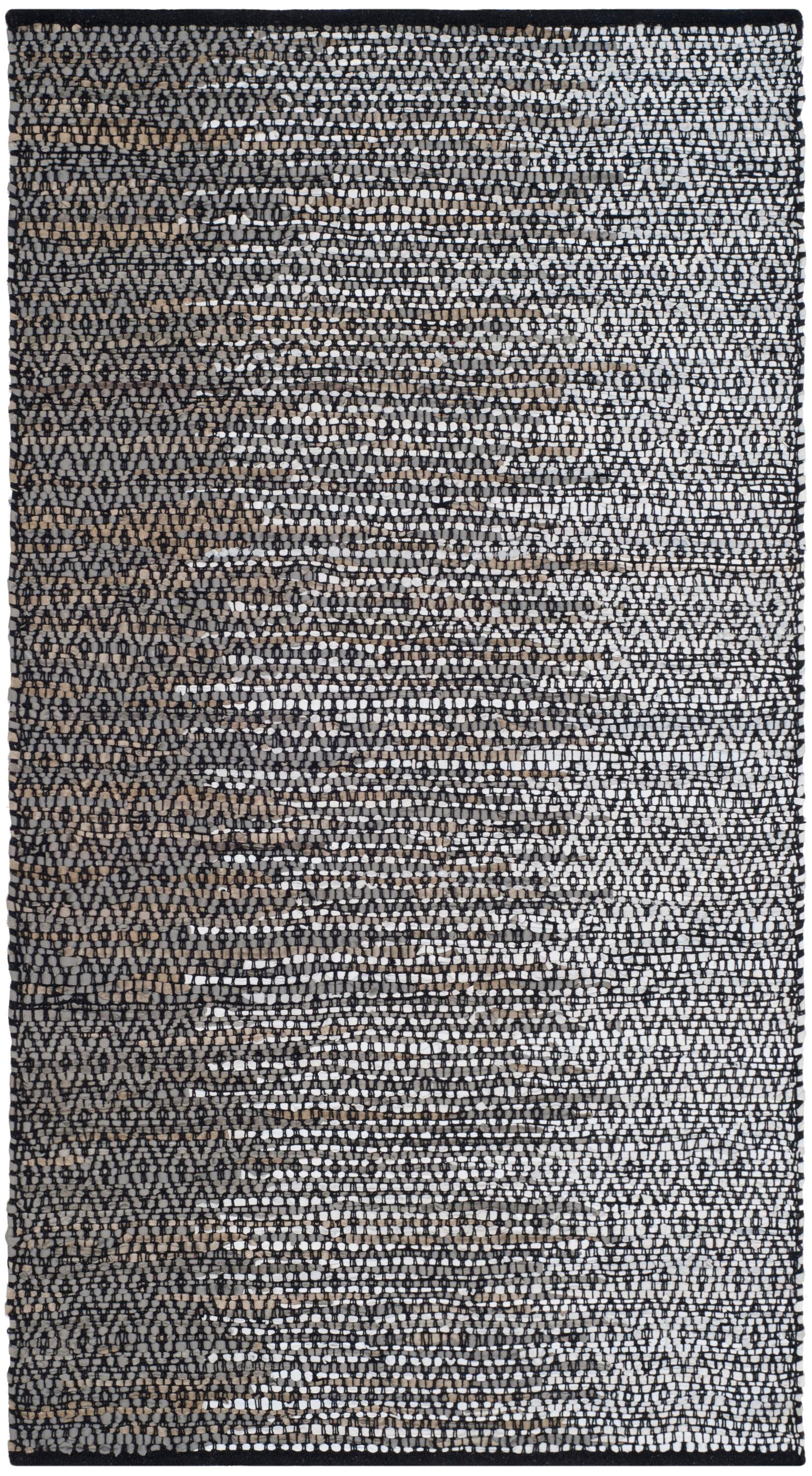 Vintage Leather VTL388 Hand Woven Indoor Area Rug - Light Grey/Grey - 4'x6' - Safavieh