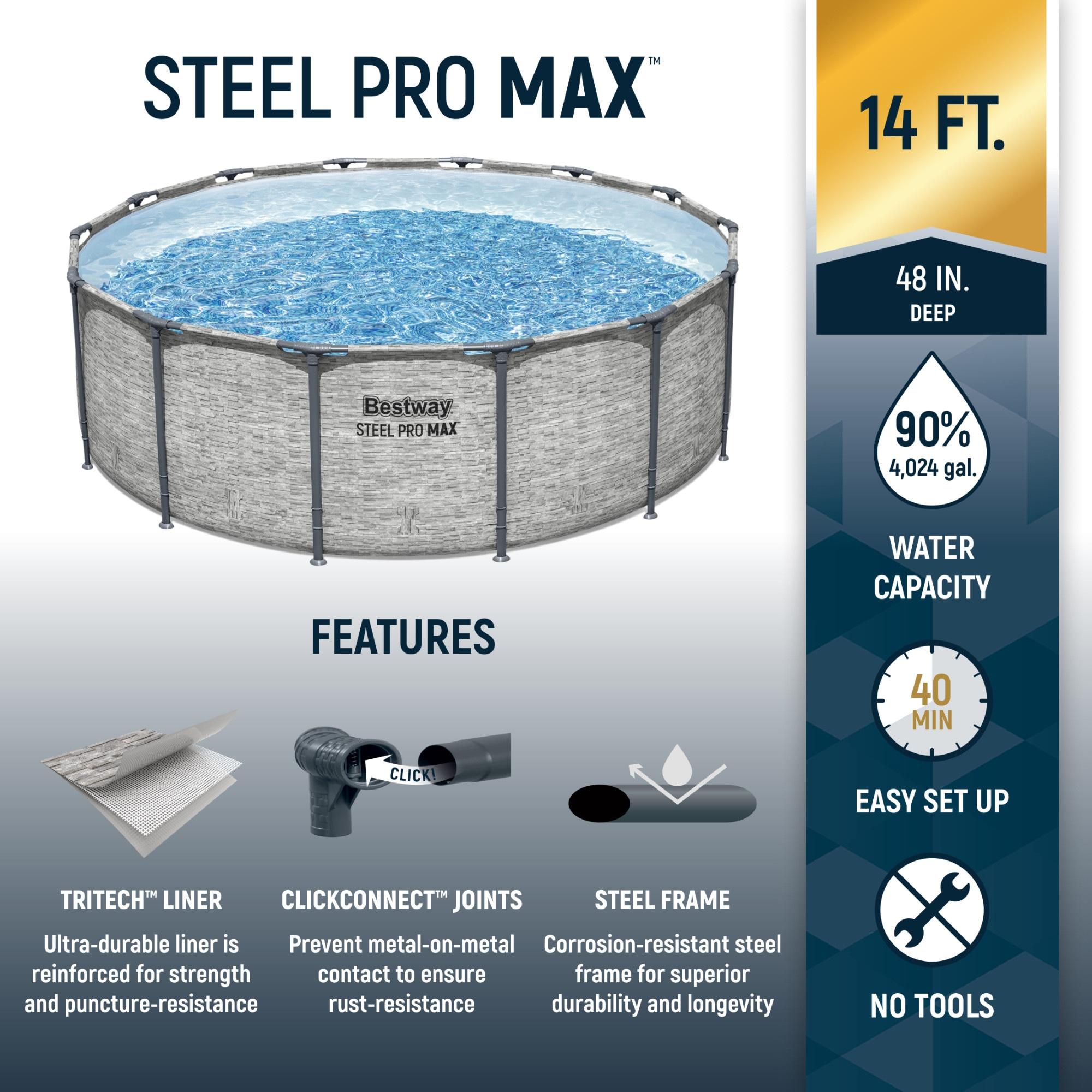 Bestway Steel Pro MAX 14' x 48" Round Above Ground Swimming Pool Set