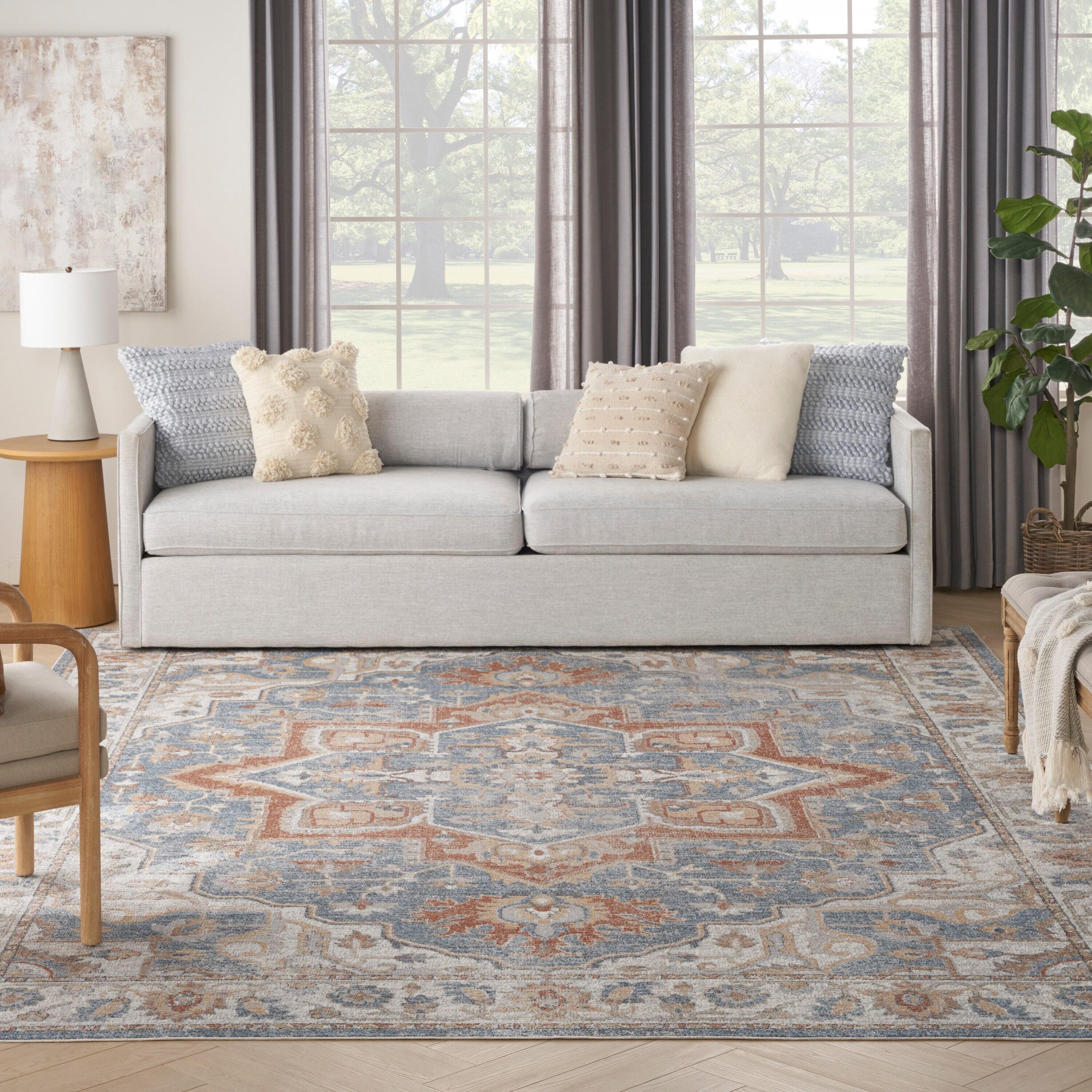 Nourison Astra Machine Washable Vintage Medallion Indoor Rug Denim Multi 7'10" x 10'