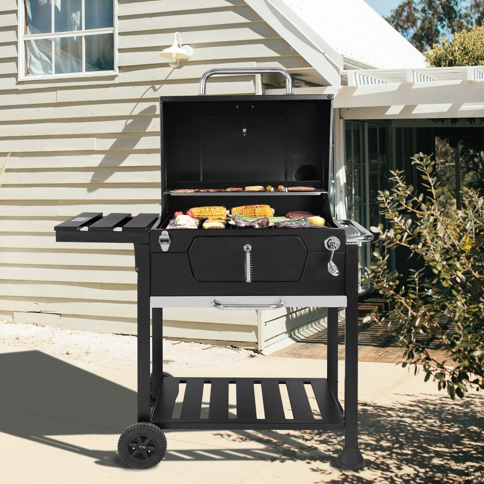 Royal Gourmet 24" Barrel Charcoal Grill with Side Table