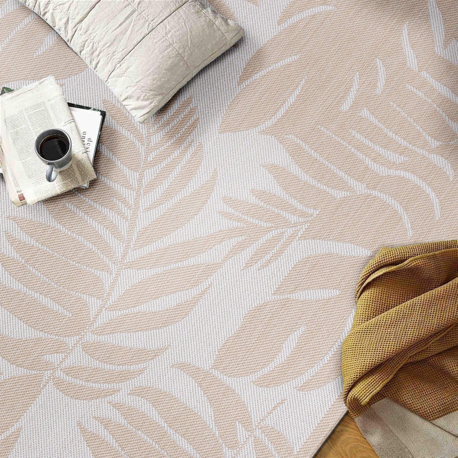 World Rug Gallery Floral Leaves Textured Flat Weave Indoor/Outdoor Area Rug - NATURAL 7'10"X10'