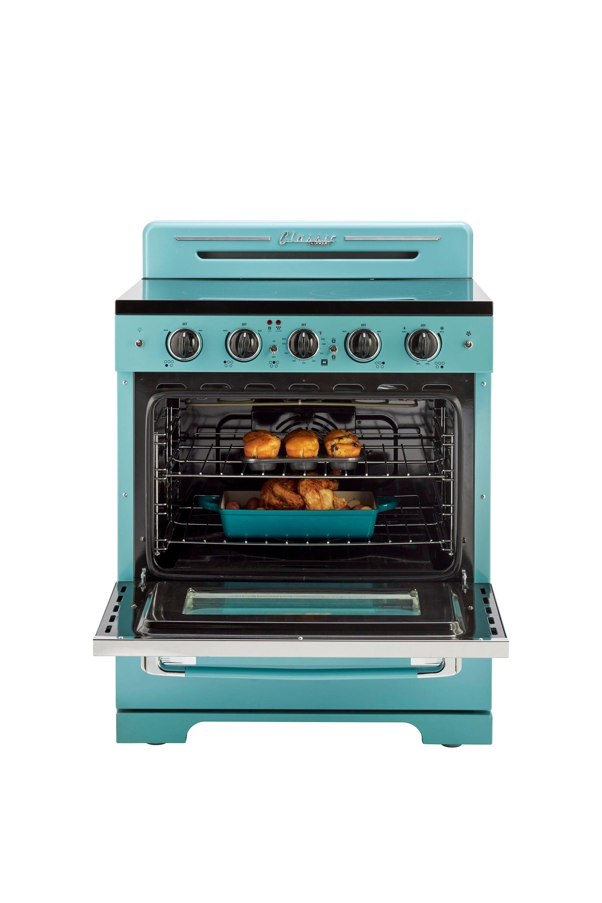 Unique Appliances Classic Retro 30" 5 Element 3.9 cu. ft. Freestanding Electric Glass Top Range with Convection Oven UGP-30CR EC T