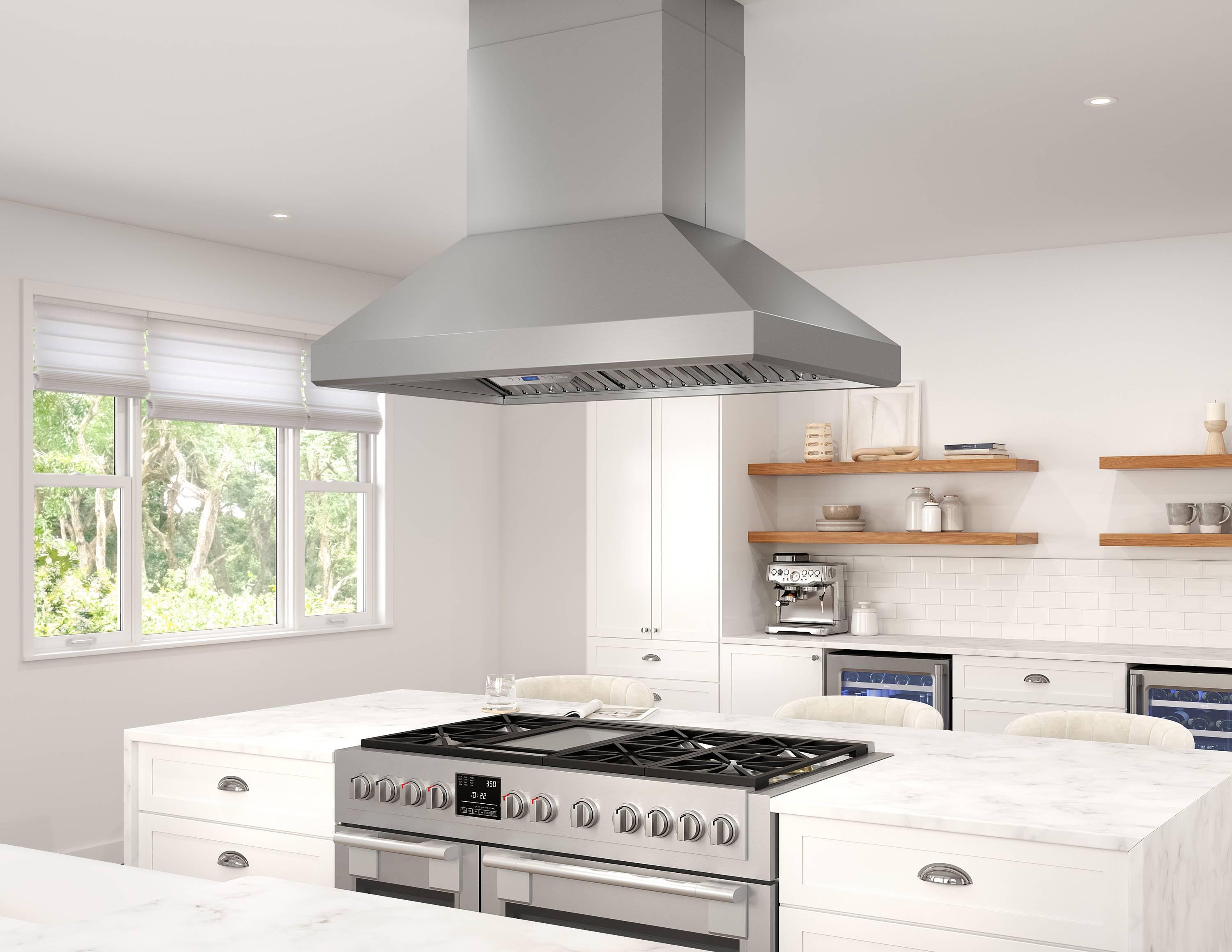 Zephyr Zephyr Titan 42 in. 750 CFM Island Mount Range Hood with LED Light in Stainless Steel AK7742BS