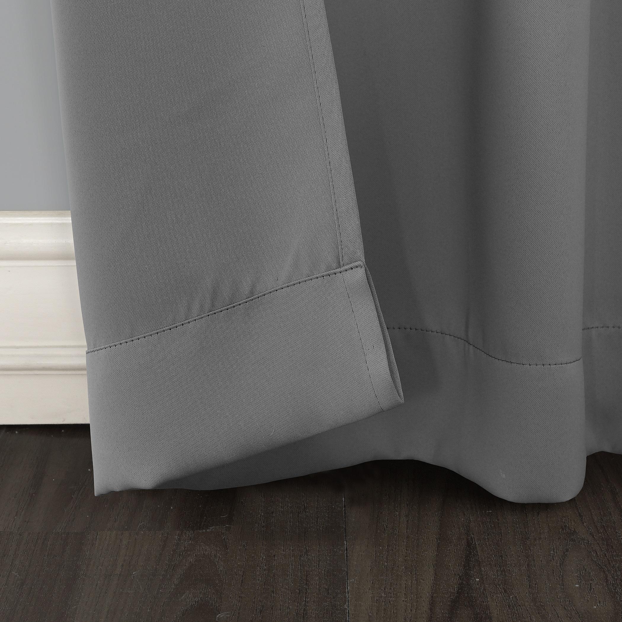 40"x95" Sun Zero Blackout Kenneth Energy Saving Tab Top Curtain Panel Gray: Thermal Insulated, Noise Reduction, Machine Washable