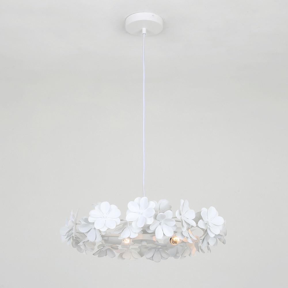Cassia White Floral Drum 3-Light Chandelier