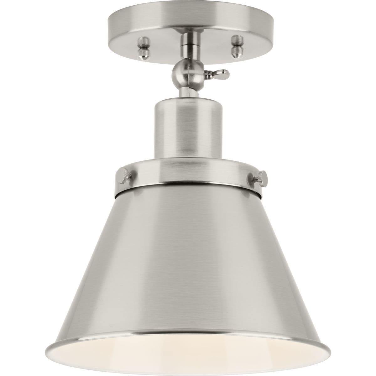 Progress Lighting, Hinton Collection, 1-Light, Semi-Flush Mount Ceiling Light, Brushed Nickel, Metal Shade
