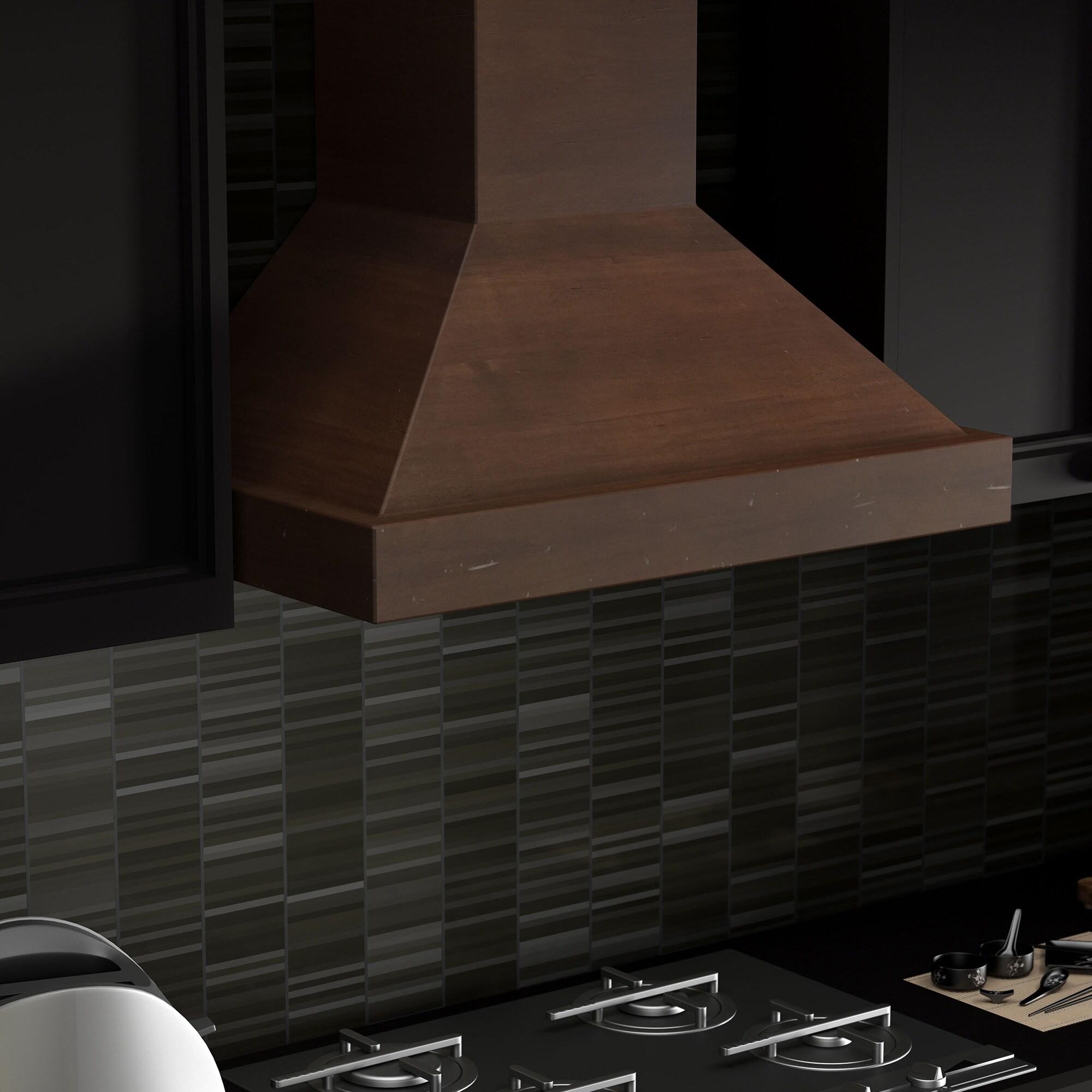 ZLINE 36" Convertible Vent Wooden Wall Mount Range Hood in Walnut