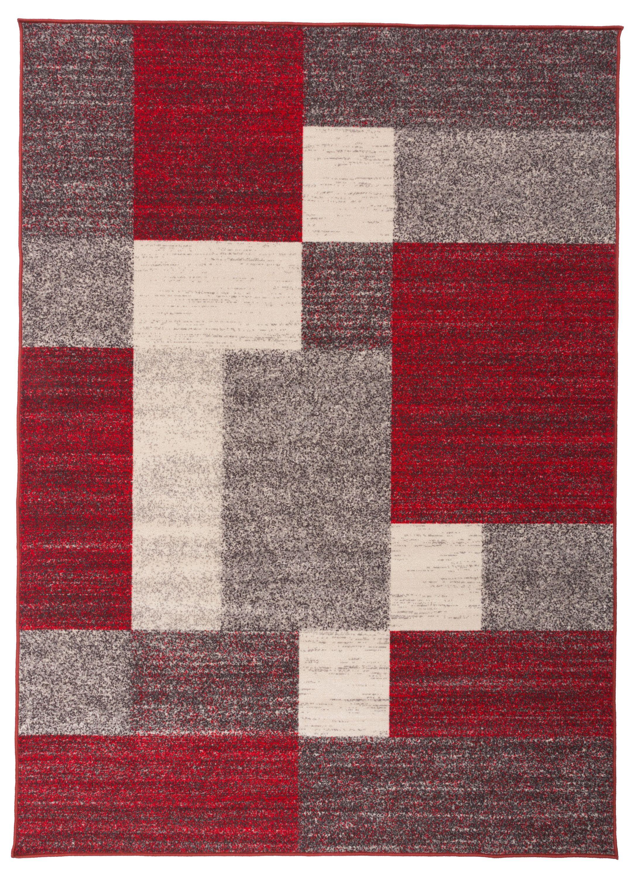 World Rug Gallery Modern Boxes Design Non-slip (Non-skid) Red 7'10" x 10' Area Rug
