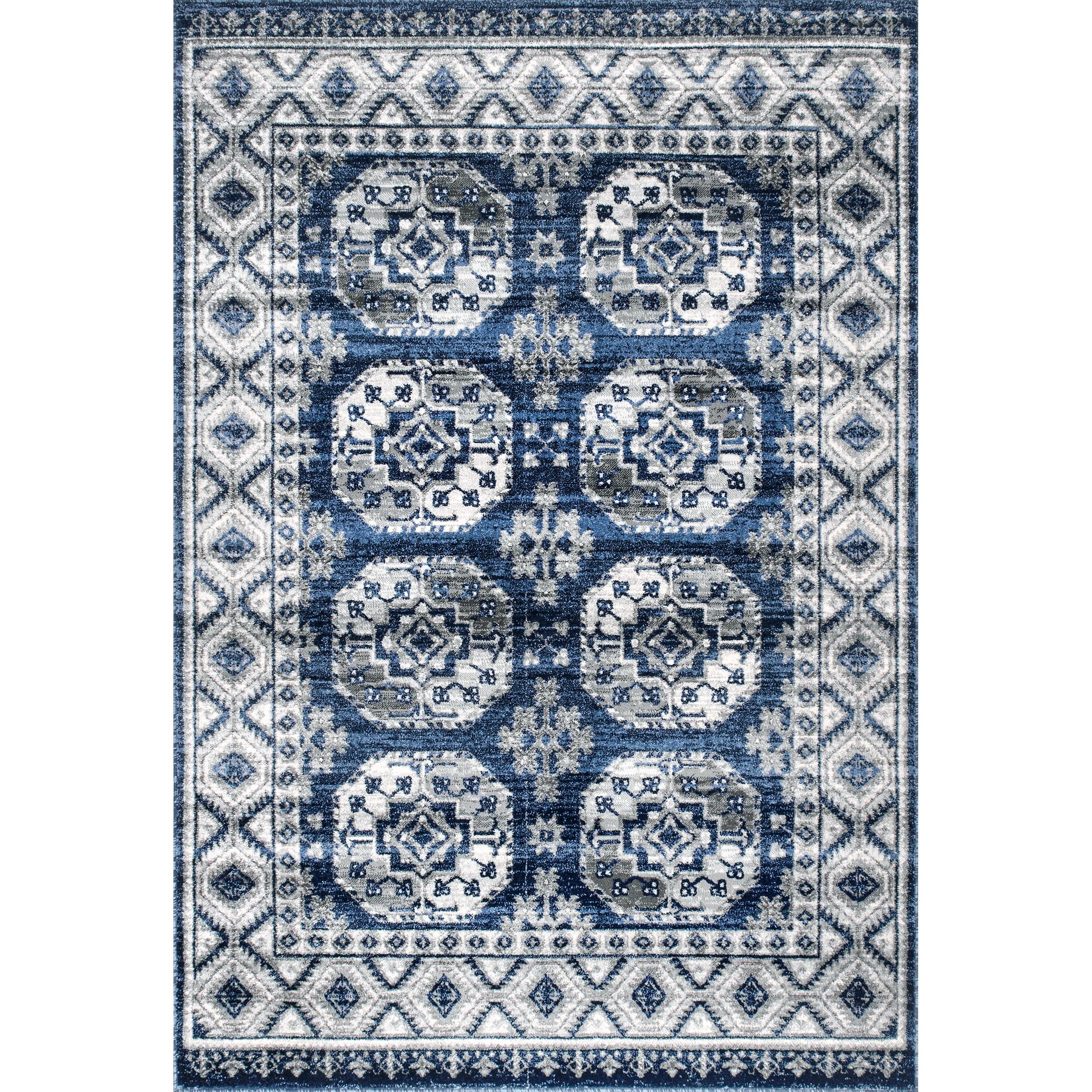 Nuloom Shea Oriental/Persian 5x7 Indoor Area Rug for Living Room Bedroom Dining Room Kitchen, Blue/Ivory