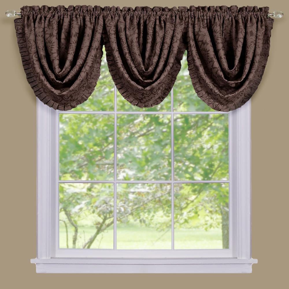 Achim Sutton Rod Pocket Blackout Waterfall Valance Brown, 48" x 36"