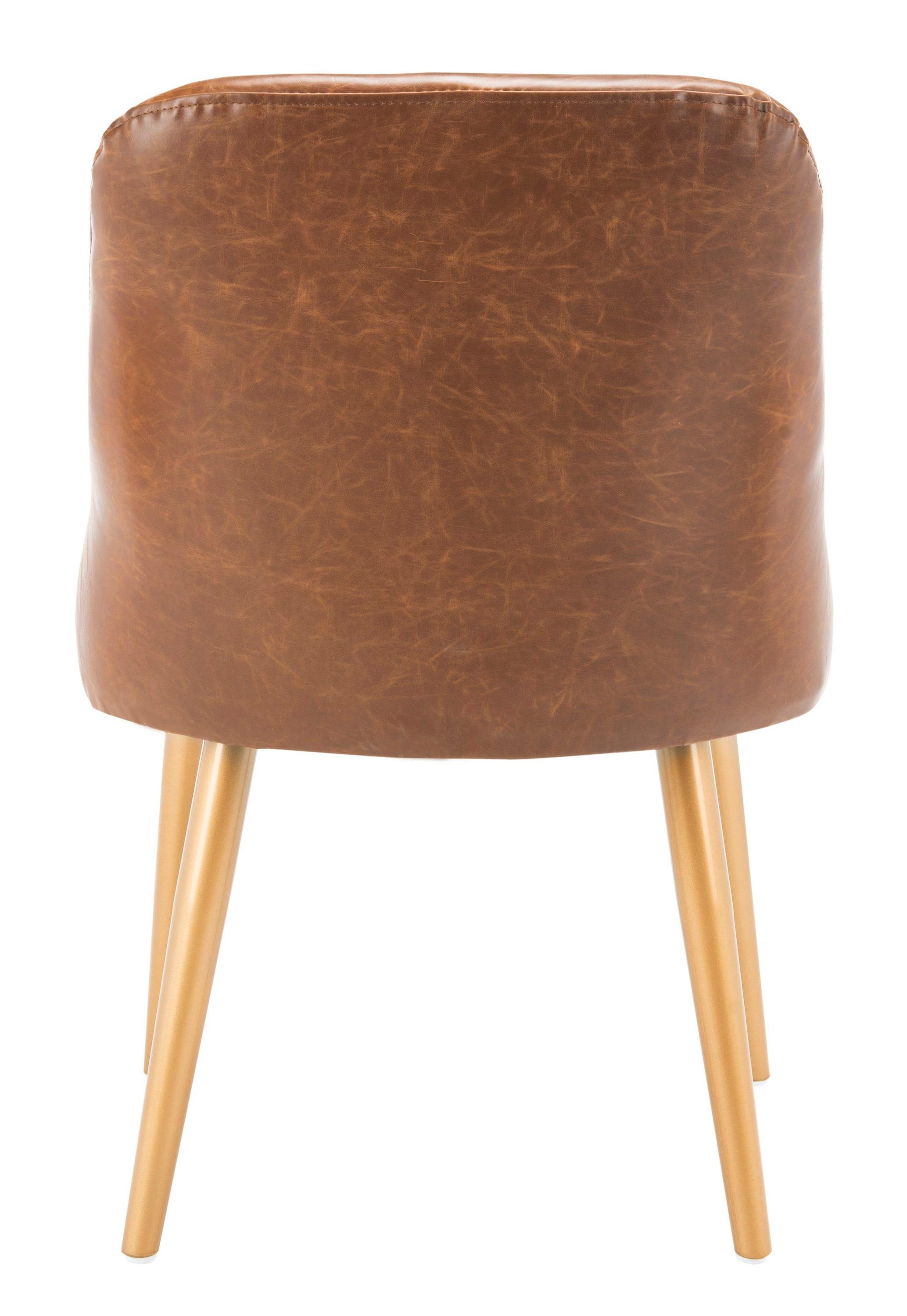 Lulu Upholstered Dining Chair (Set of 2) - Light Brown/Gold - Safavieh