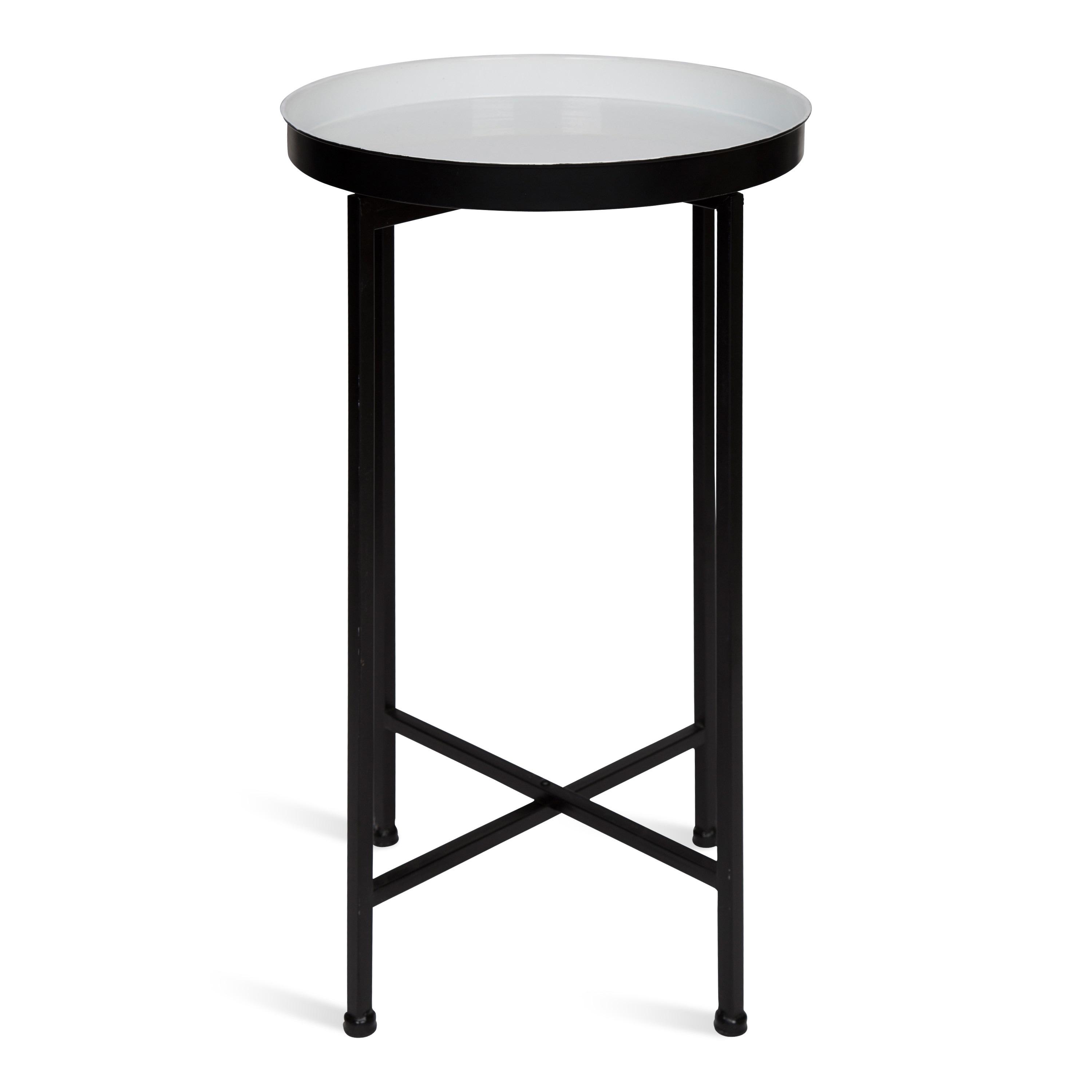 Kate and Laurel Celia Round Metal Tea Table, 14x14x25.75, Black and White