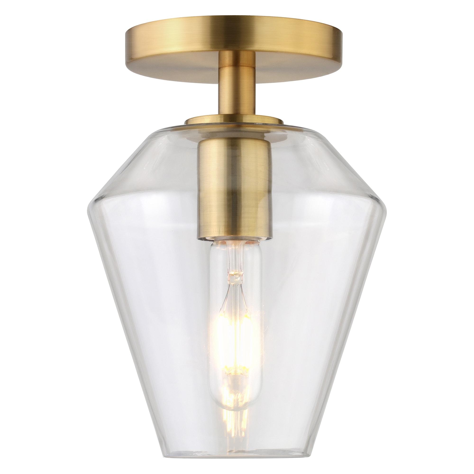 Evelyn&Zoe 7" Gold Semi Flush Mount