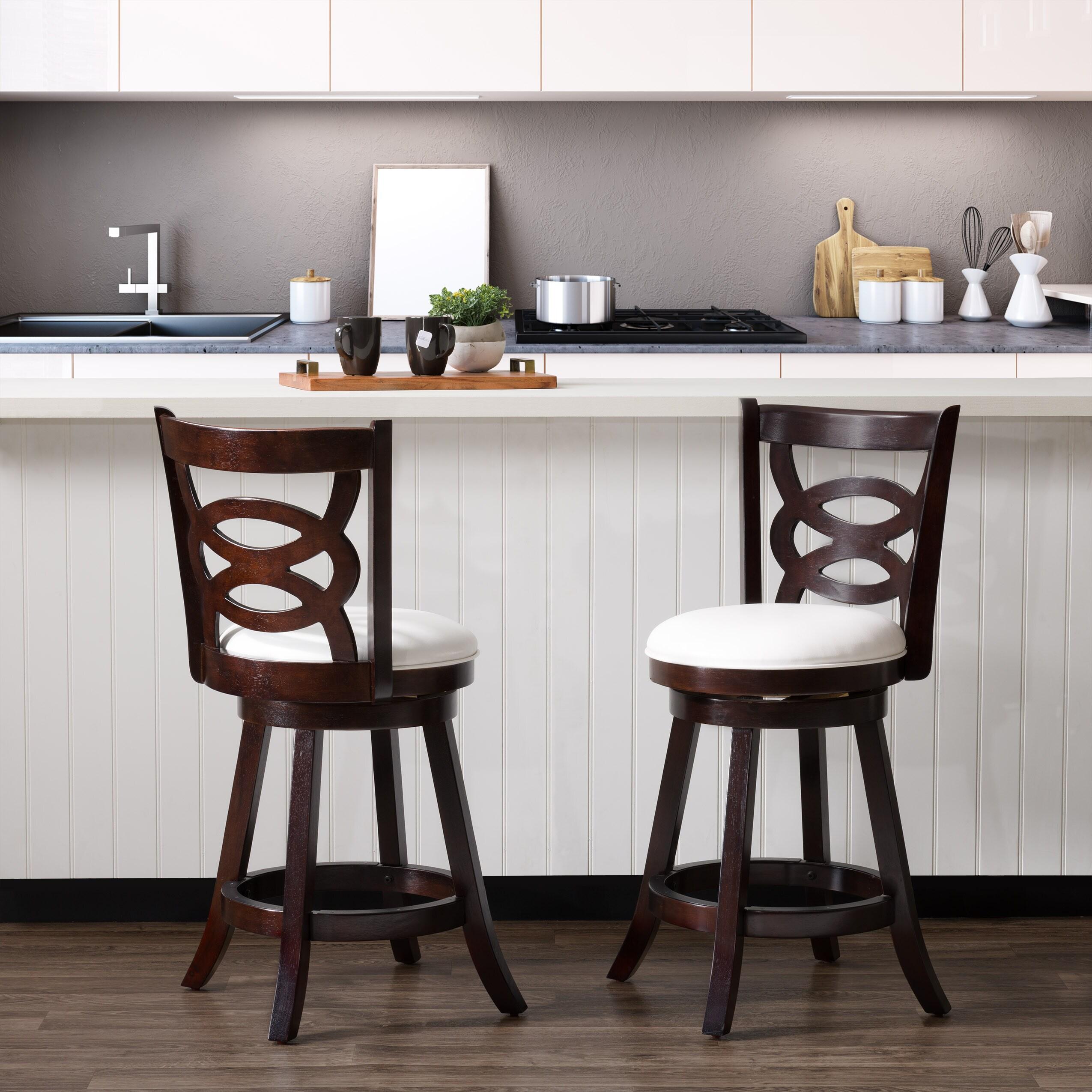 Set of 2 Woodgrove Counter Height Barstools Dark Cappuccino White - CorLiving