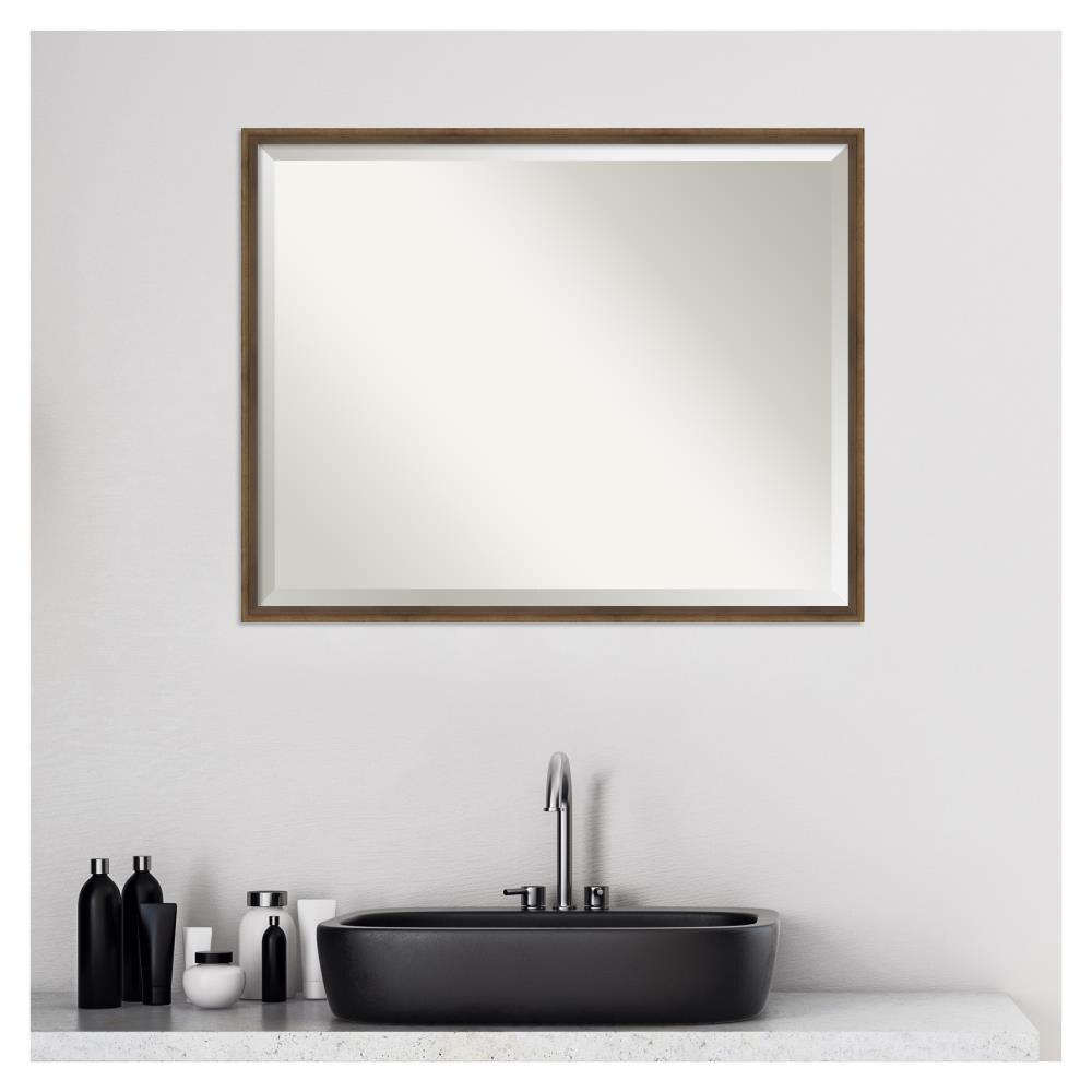 29" x 23" Bronze Beveled Wood Bathroom Vanity Mirror
